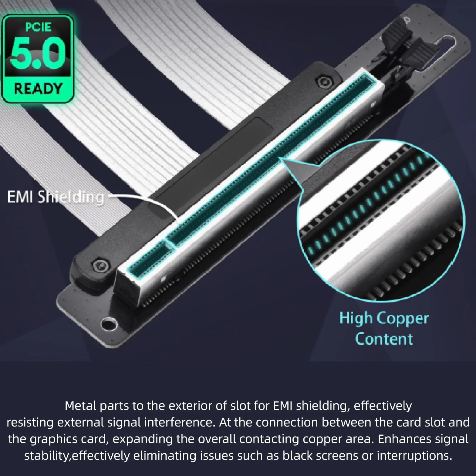 Focket Kabel Riser PCIE 5.0, elastyczny adapter rozszerzający o dużej prędkości, port 90 stopni, kabel Riser PCIE 5.0 zgodny z RTX4090 5090, 15/20/30/40 cm (20 cm)
