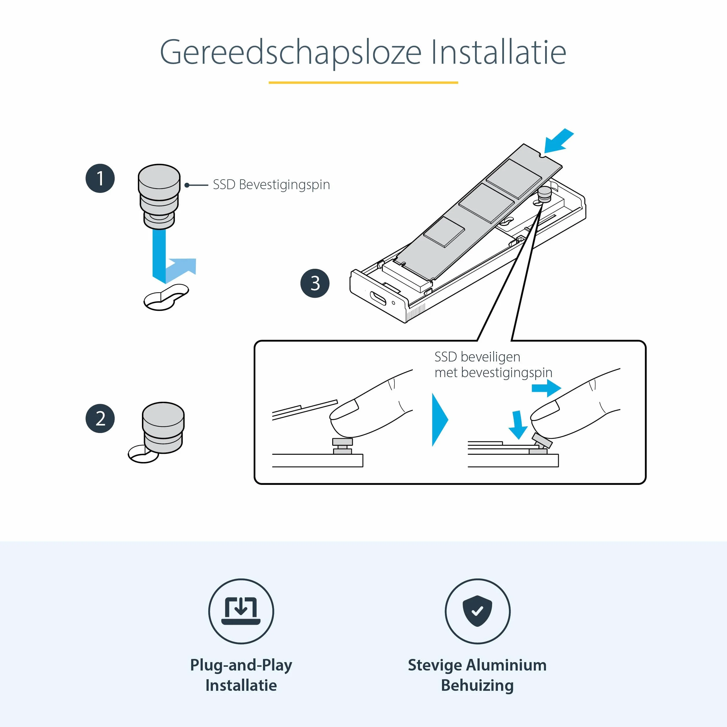 StarTech.com Obudowa USB-C 10 Gb/s na M.2 NVMe lub M.2 SATA SSD - beznarzędziowa zewnętrzna obudowa M.2 PCIe/SATA NGFF SSD - kable hosta USB typu C i A - obsługuje 2230/2242/2260/2280