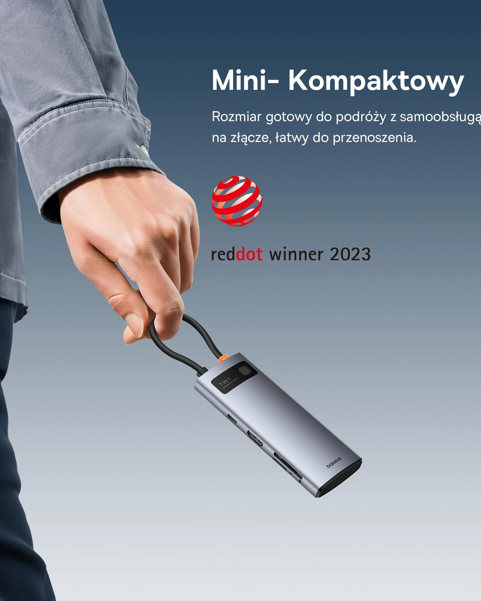 Baseus Koncentrator USB C 7 w 1 z 4K@60Hz HDMI, 100W PD, 3 USB A, Czytnik Kart SD/TF do Laptopów MacBook,Surface Pro,iPad Steam Deck,Samsung