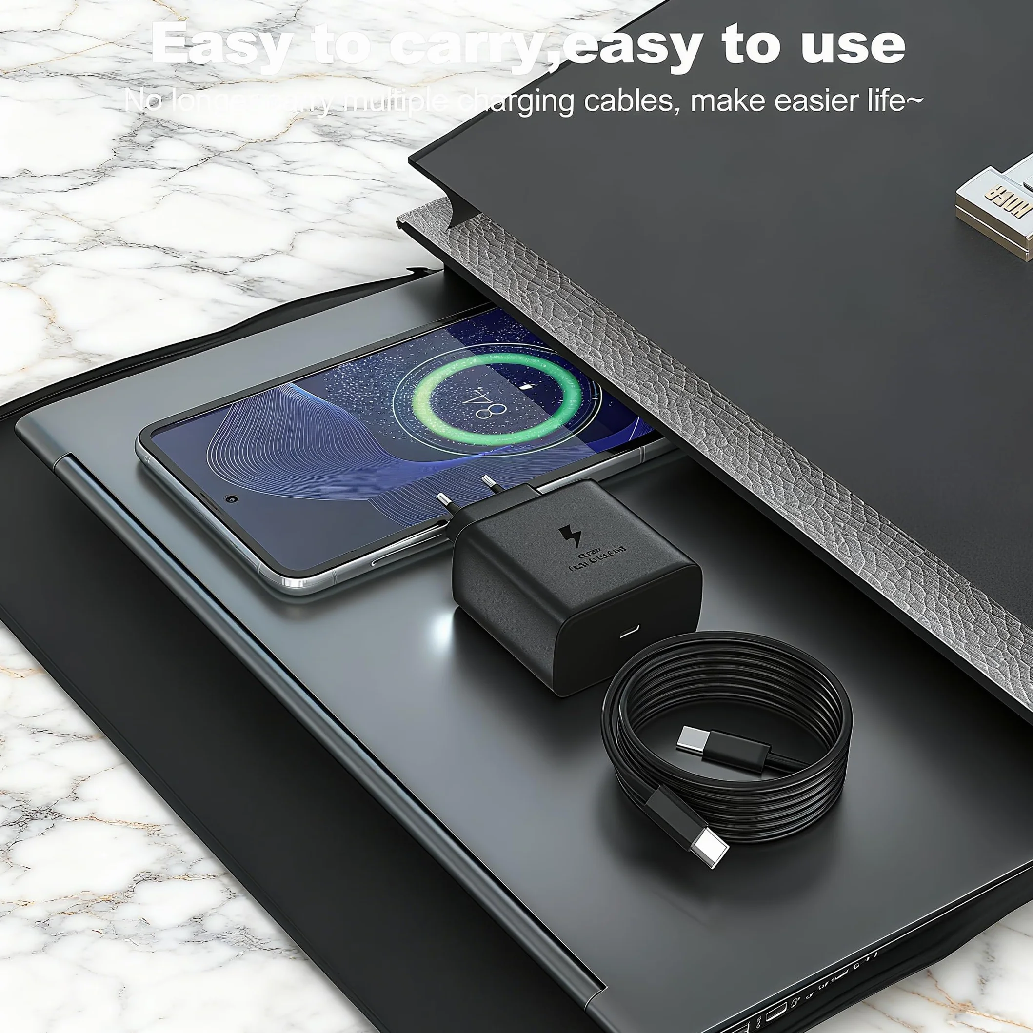 45W USB C Superszybka ładowarka kompatybilna z Samsung Galaxy S25 Ultra/S25+/S25/S24 Ultra/S24+/S24/S23 Ultra/S22/S21/A16/A15/A25/A06, Z Fold 6/Flip 6, wtyczka USB typu C z kablem C do C