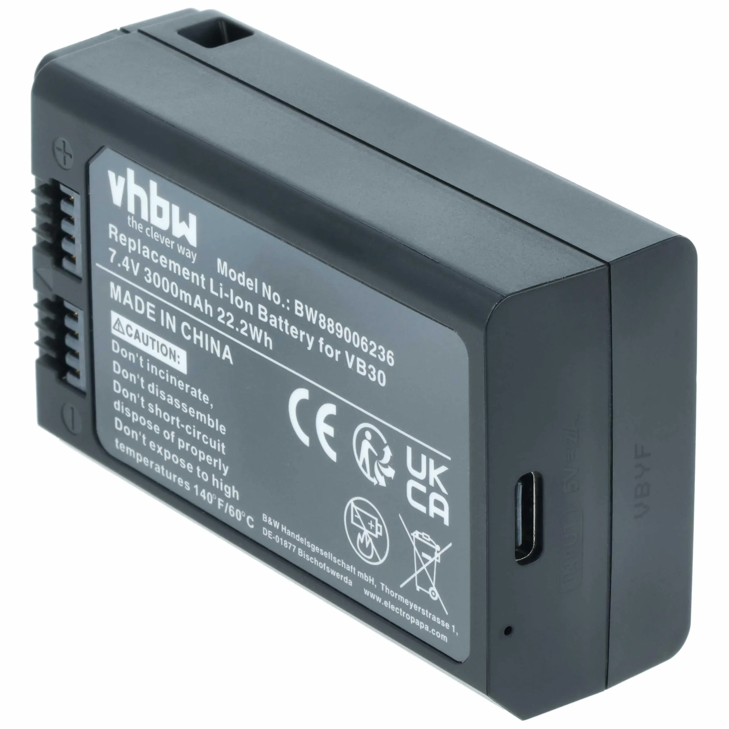 vhbw 2 x akumulator kompatybilny z Godox V1PRO-N, V1PRO-O, V1PRO-C, V1PRO-F, V1PRO lampa błyskowa do aparatu (3000 mAh, 7,4 V, Li-ION)