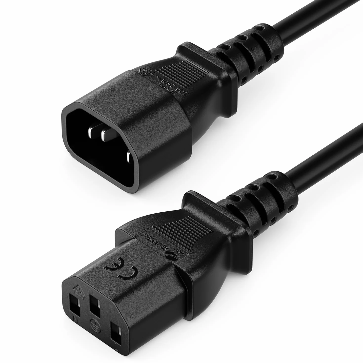 deleyCON 5m Kabel Przedłużający IEC C13 na C14 - Prosty Wtyk C13 na Gniazdo C14 - Urządzenia Domowe, PC, Monitor, Projektor, Drukarka - Czarny