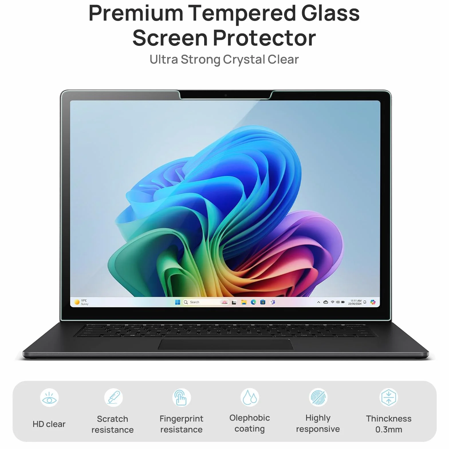 Gerutek [2 sztuki Ochraniacza Ekranu do Microsoft Surface Laptop 7 13,8" (AIPC 2024), 9H, ultra przezroczysty, odporny na zarysowania, bez pęcherzyków, szkło hartowane do laptopa Surface 7 13,8"