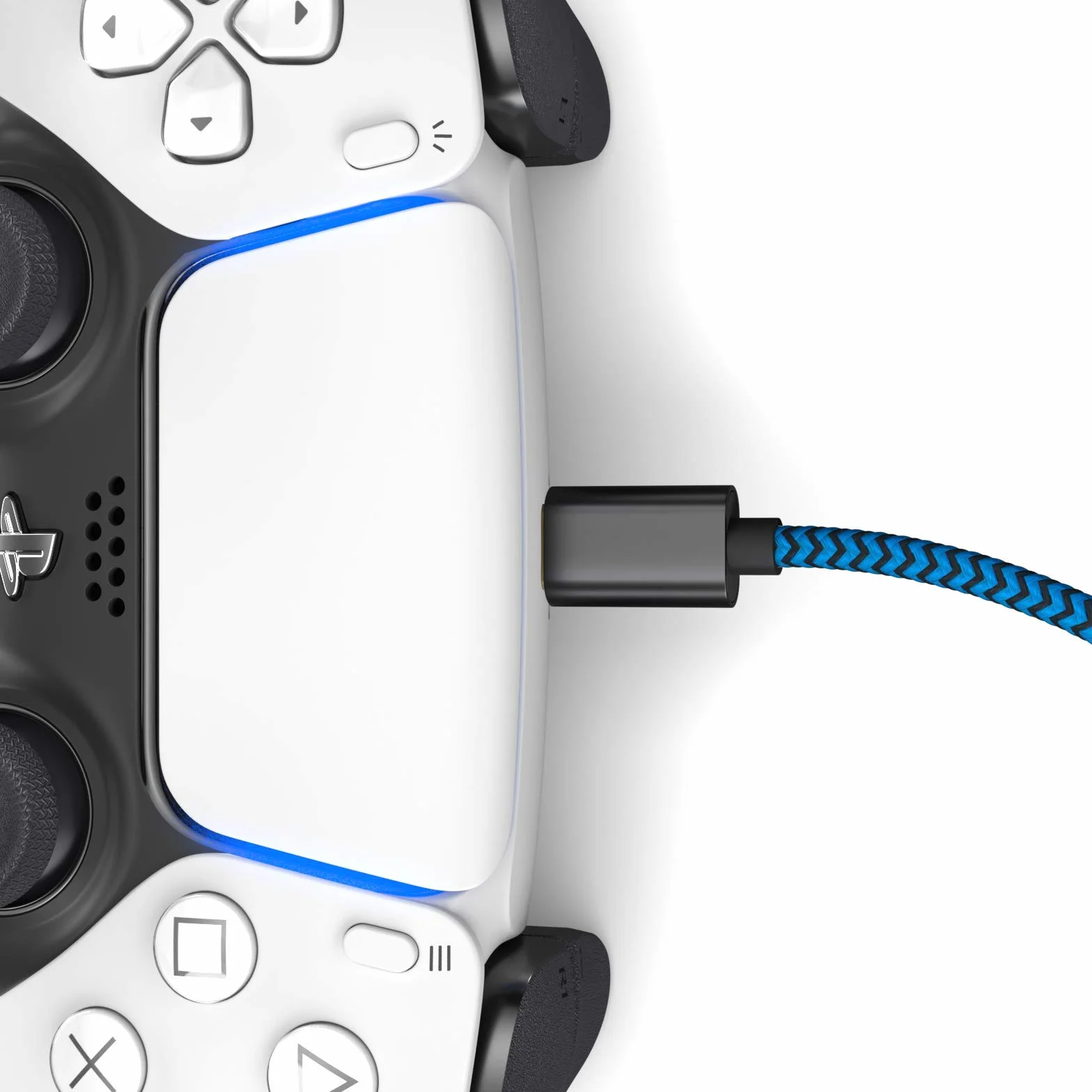 Nylonowy kabel do ładowania PS5, do kontrolera Playstation 5, kabel USB C, USB 3.1 (USB 3.0), kabel do ładowania, osłona materiałowa, wtyczka aluminiowa, niebiesko-czarny, 3 m