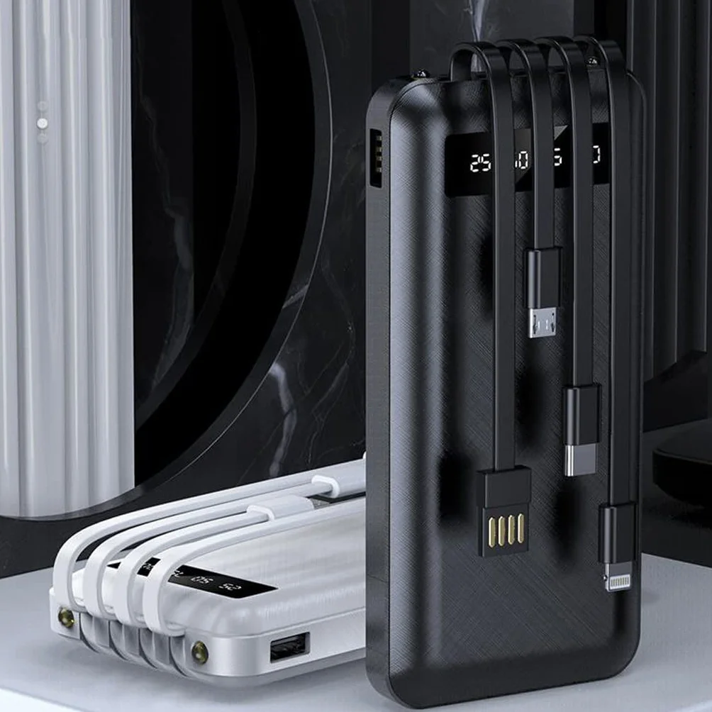 JJJ Mini szybkie ładowanie jest dostarczane z Line Sharing Power Bank 20 000 mAh światło i przenośny powerbank o dużej pojemności (kolor: biały, rozmiar: 10 000 mAh)