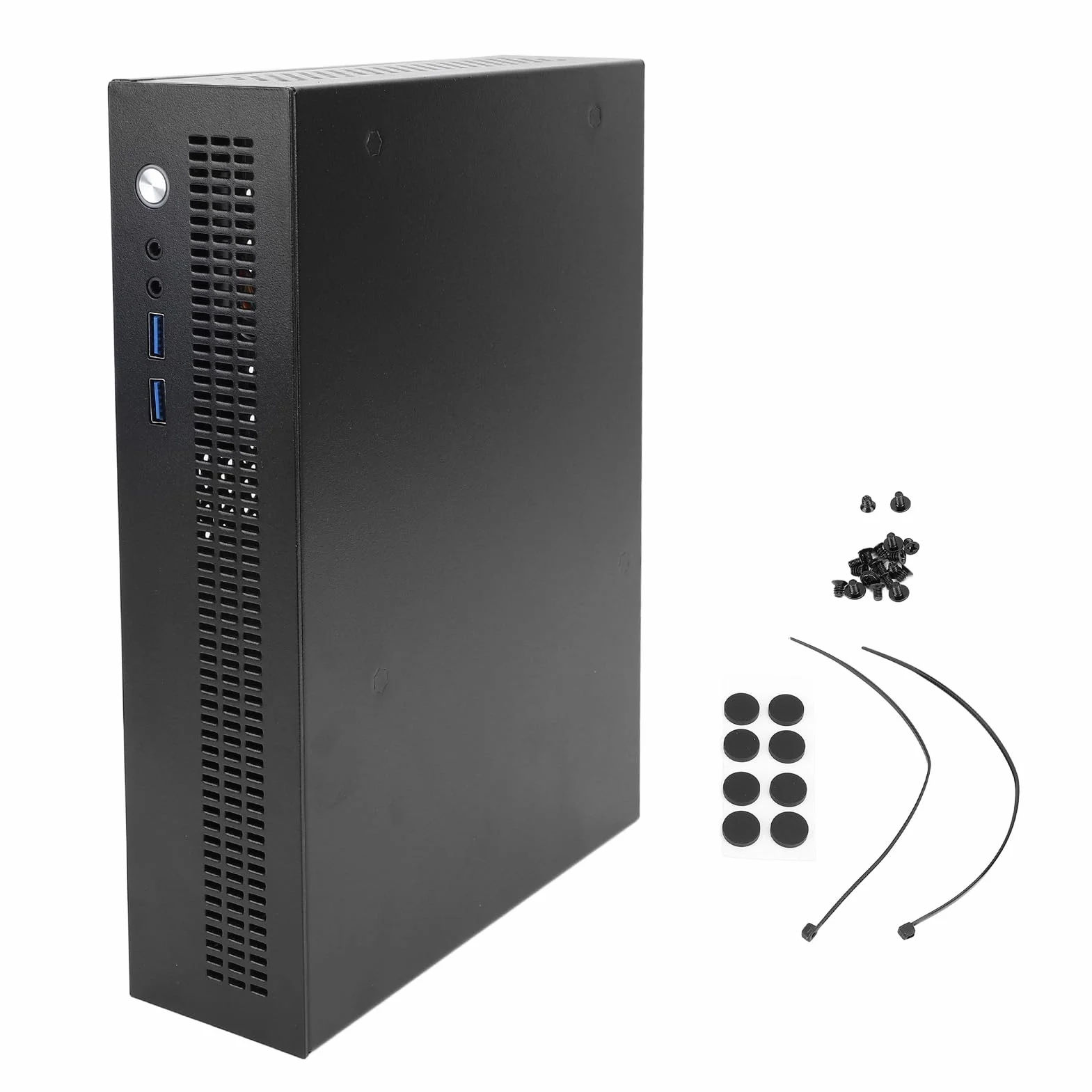 Generic Obudowa Komputera ITX Profesjonalna, Kompaktowa Obudowa z Pełnej Płyty Stalowej na Akcesoria do Komputerów Stacjonarnych, Doskonałe Odprowadzanie Ciepła, Porty USB 3.0 i Obsługa Dysków SSD