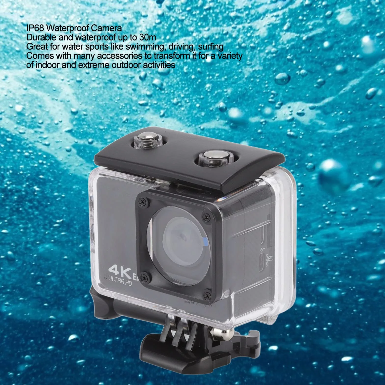 Kamera Sportowa 4K 24M HD, Podwodna Wodoodporna Kamera Sportowa 98FT / 30M Wbudowany Pilot WiFi i Interfejs HDMI, Kamera do Nurkowania ze Stałymi Akcesoriami EIS, do Jazdy na Rowerze, Pływania, Nurkow