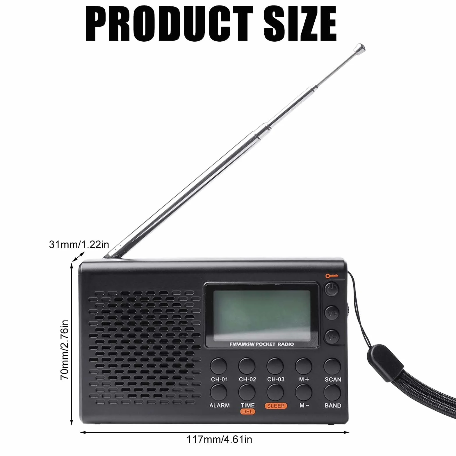 Przenośne radio, AM, FM, SW radio walizkowe z wyświetlaczem LCD, zasilanie bateryjne, wbudowany głośnik, alarm uśpienia, timer, przyłącze słuchawkowe, radio kuchenne, 35 ustawień wstępnych, małe radio
