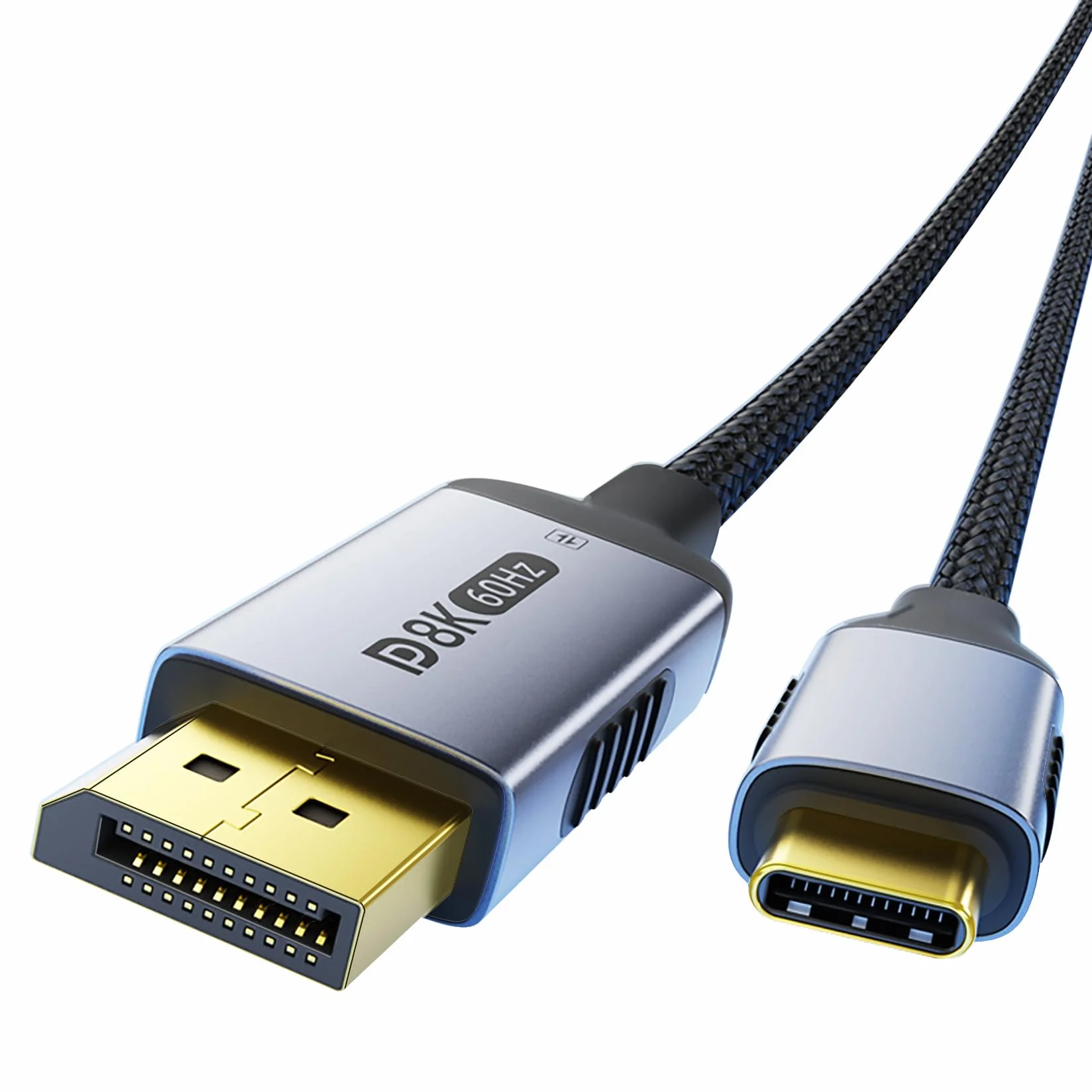Dwukierunkowy kabel USB-C na DisplayPort 1.4 8K przy 60 Hz 4K przy 240 Hz, 16 m DP na USB C, Thunderbolt 4, aluminiowa obudowa, nylonowy oplot, kompatybilny z iPhone 16 Pro Max, MacBook