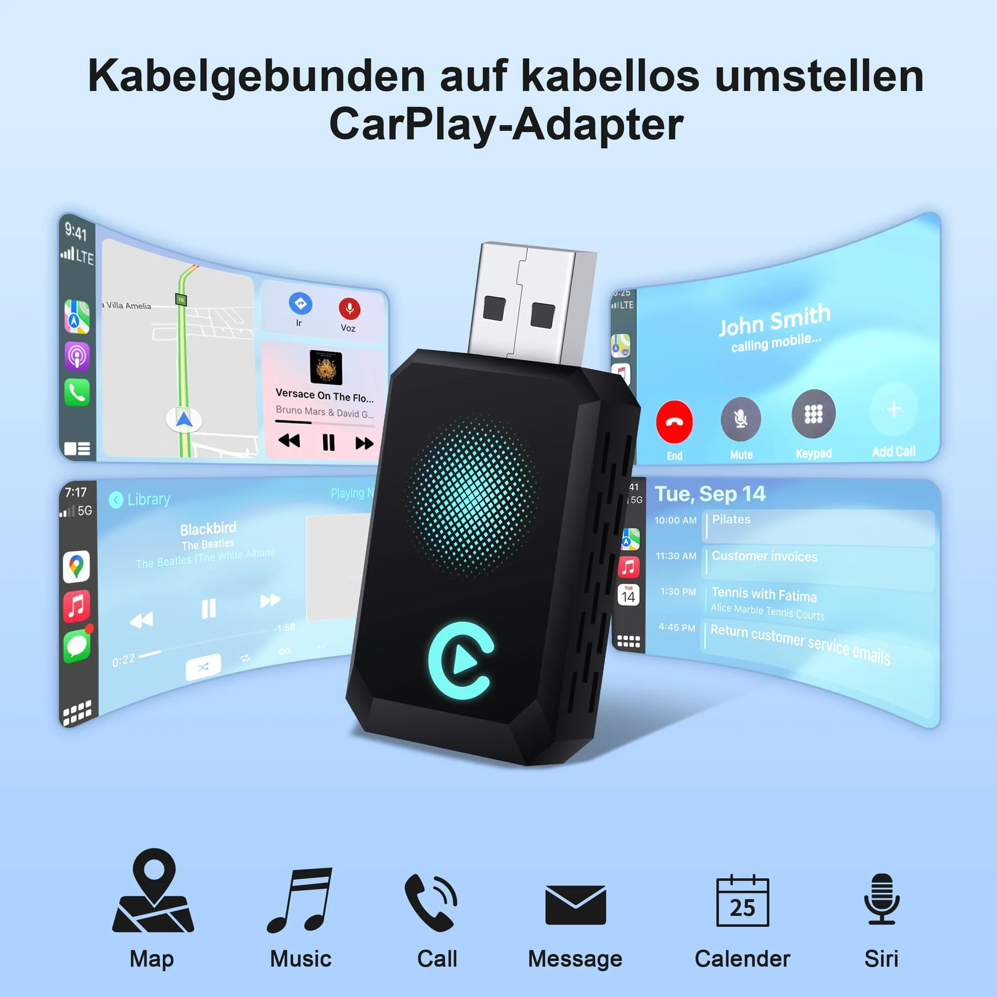 Bezprzewodowy adapter CarPlay UK do iPhone'a, konwertuj przewodowy na bezprzewodowy CarPlay, Plug and Play, odpowiedni do samochodów po 2016 roku, kompatybilny z iPhone iOS 10+