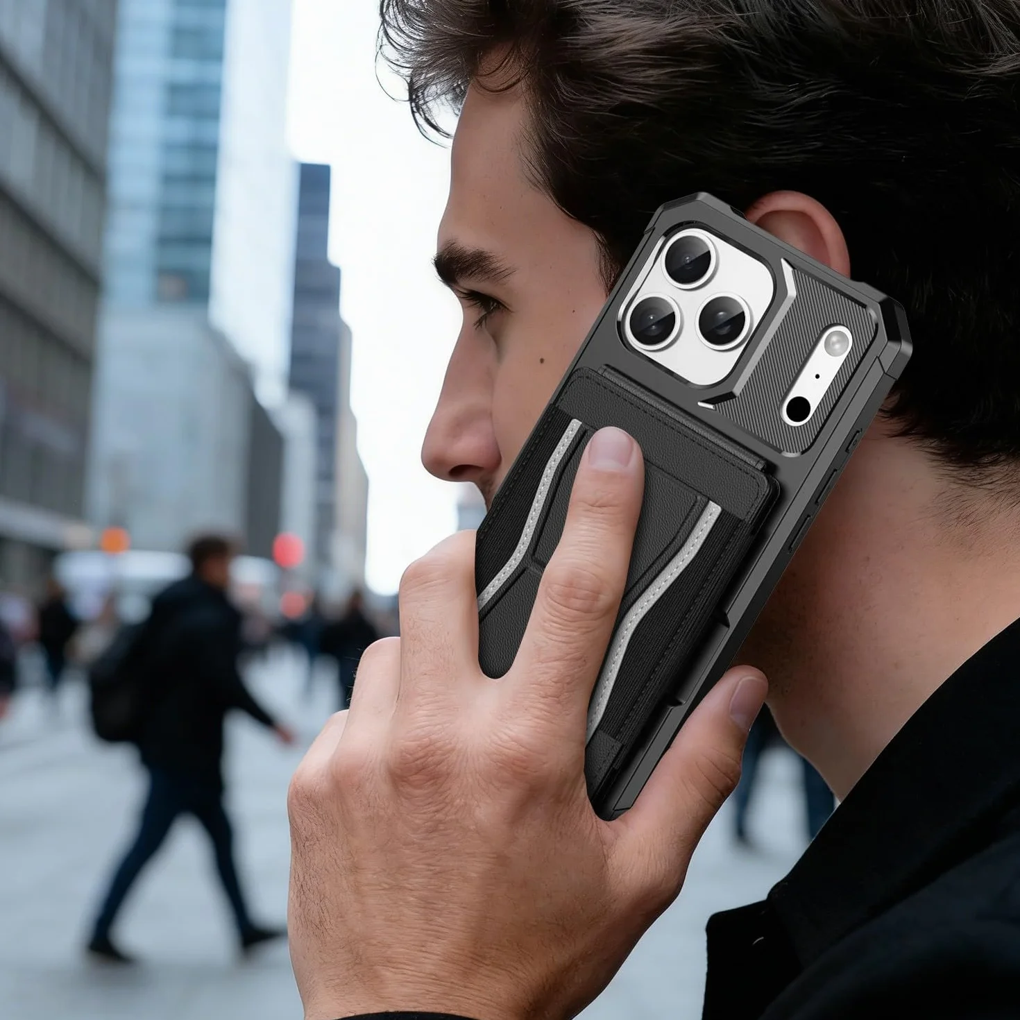 Generic etui kompatybilne z iPhone 15 Pro (kolor: fioletowy) skórzane etui na karty twarde silikonowe etui na tył