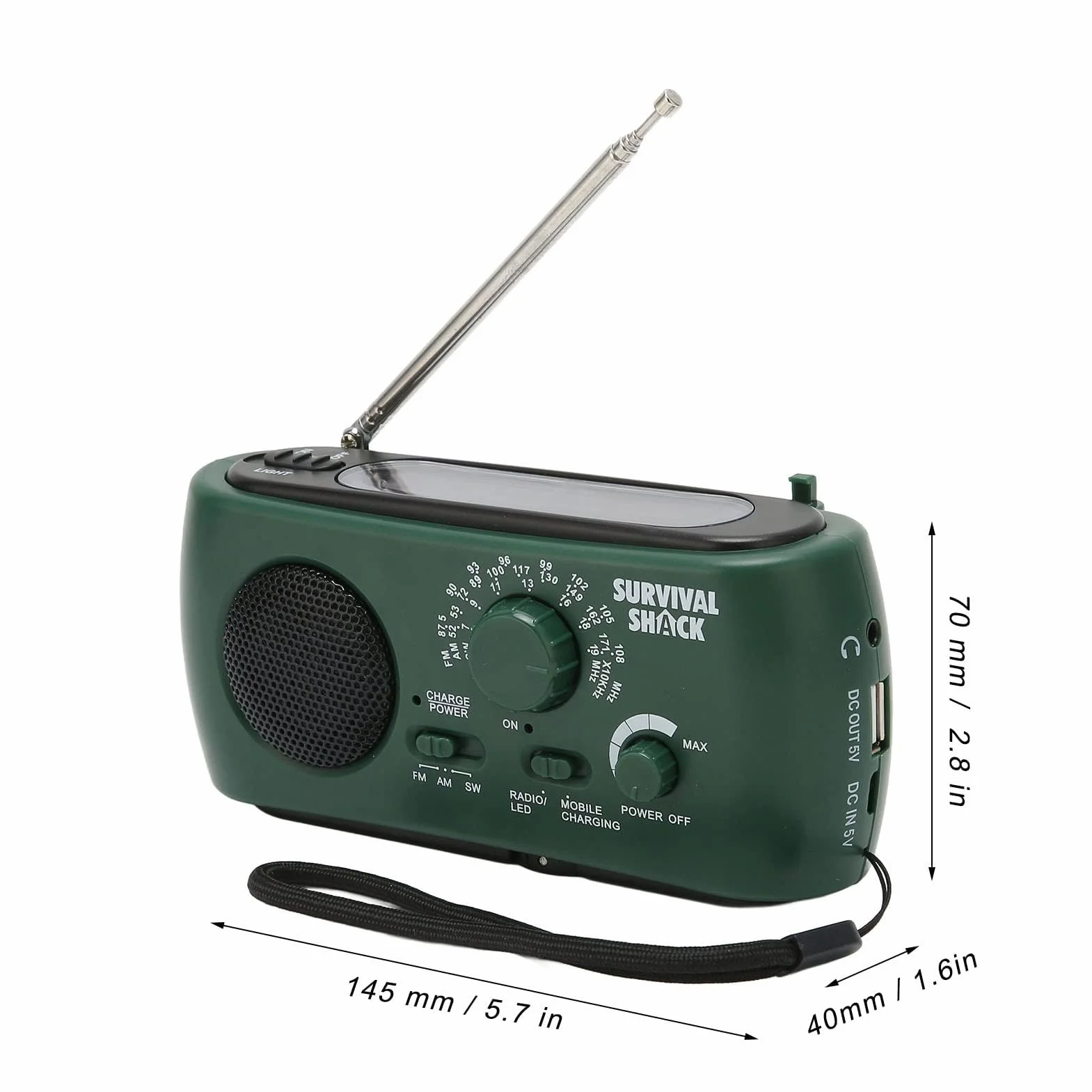 Ejoyous Radio Korbowe z latarką słoneczną i LED, Awaryjne Radio Przenośne z Ręcznie korbą W/FM/SW, Korba Słoneczna, Wetterradio