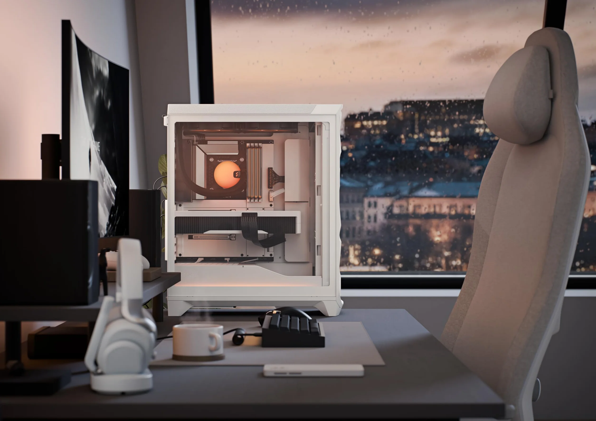 Fractal Design Meshify 3 RGB białe szkło hartowane przezroczysty odcień - obudowa do gier o wysokiej przepływności powietrza - siatka przednia - trzy ARGB moment 14 stycznia 2 wentylatory w zestawie