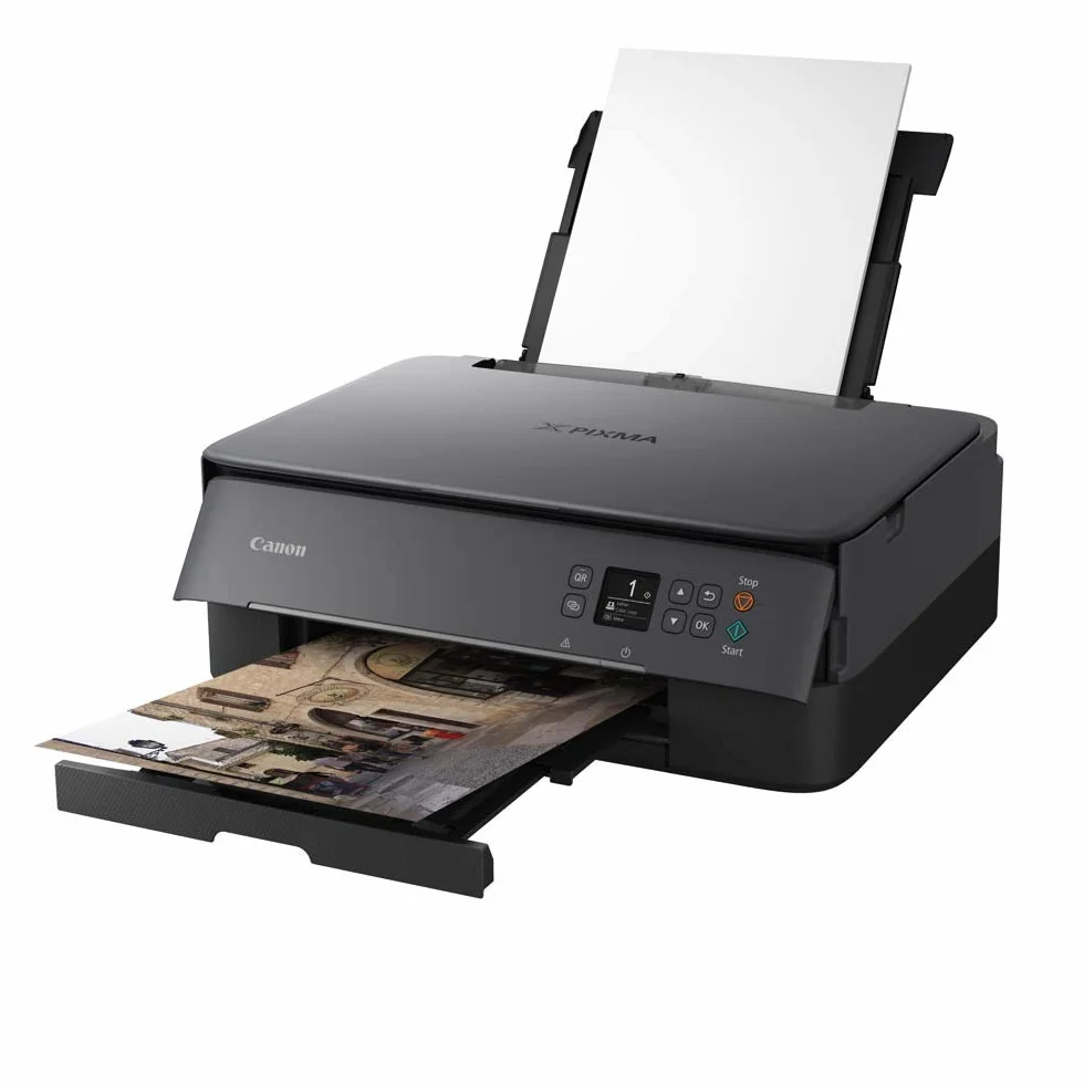 Canon PIXMA TS5350 kolorowa drukarka atramentowa, urządzenie wielofunkcyjne DIN A4 (skaner, kopiarka, OLED, 4800 x 1200 dpi, USB, Wi-Fi, druk dwustronny, 2 podajniki papieru), czarna