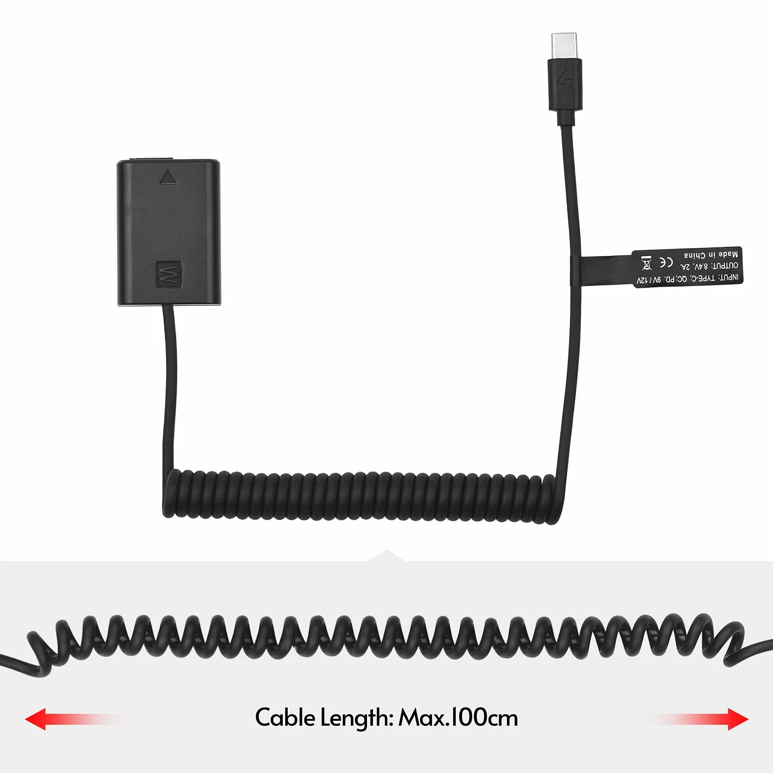 Andoer NP-FW50 Dummy Battery Adapter USB-C Coupler Adapter with USB Type-C Spring Power Cable Replacement for Sony Alpha A5000 A5100 A600 A6400 A650 A7II A7RII A7SII. A7S A. 7R RX10 II III IV NEX
