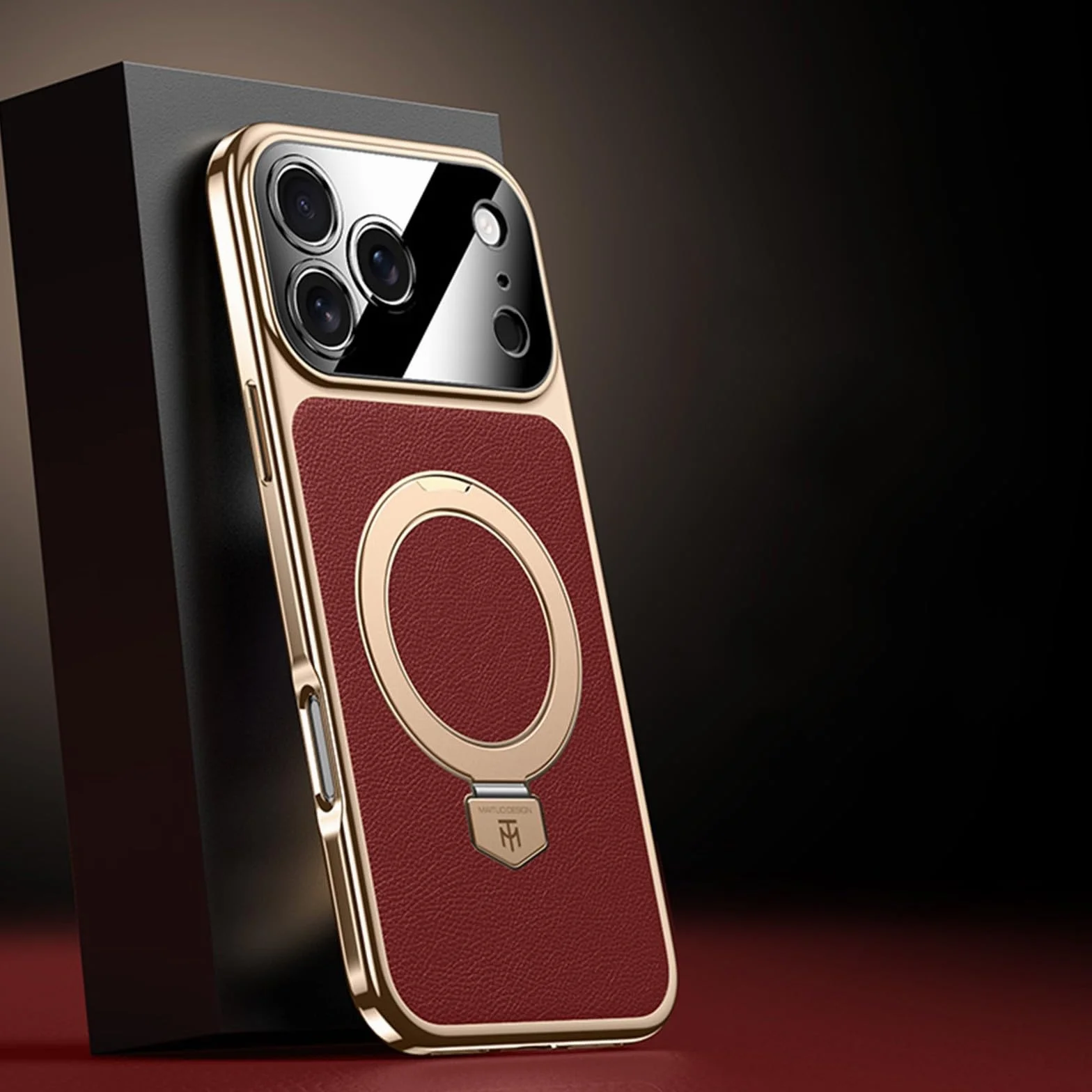 Generic etui kompatybilne z iPhone 17 Pro (kolor: czerwony) wysokiej jakości skórzany pierścień twardy tył silikonowy futerał