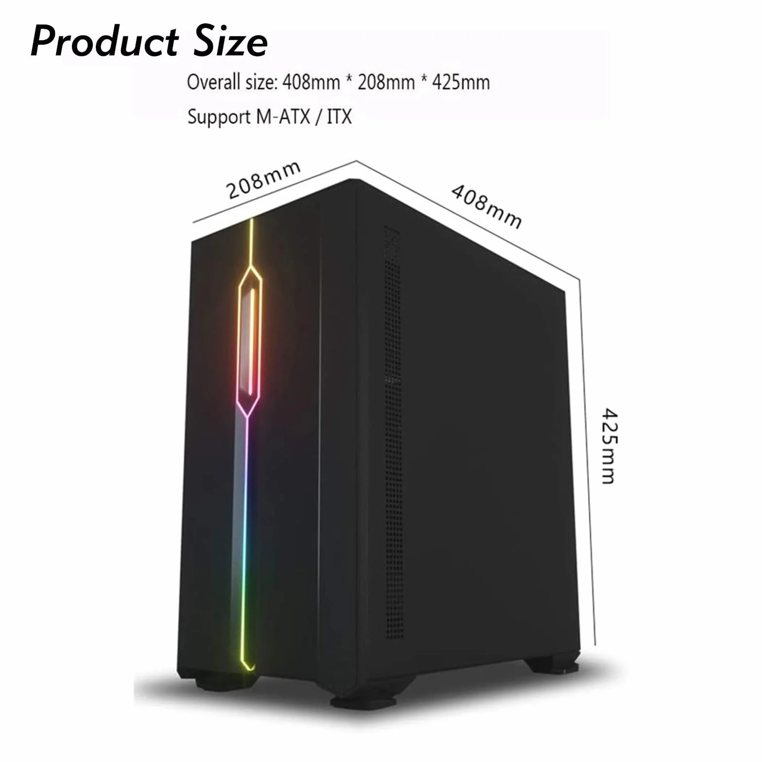 Obudowa komputera stacjonarnego, Boki ze szkła hartowanego, 5 wentylatorów, Listwa świetlna RGB, Obsługuje ITX/M-ATX, Obsługuje chłodzenie wodne (Size : Style 1)