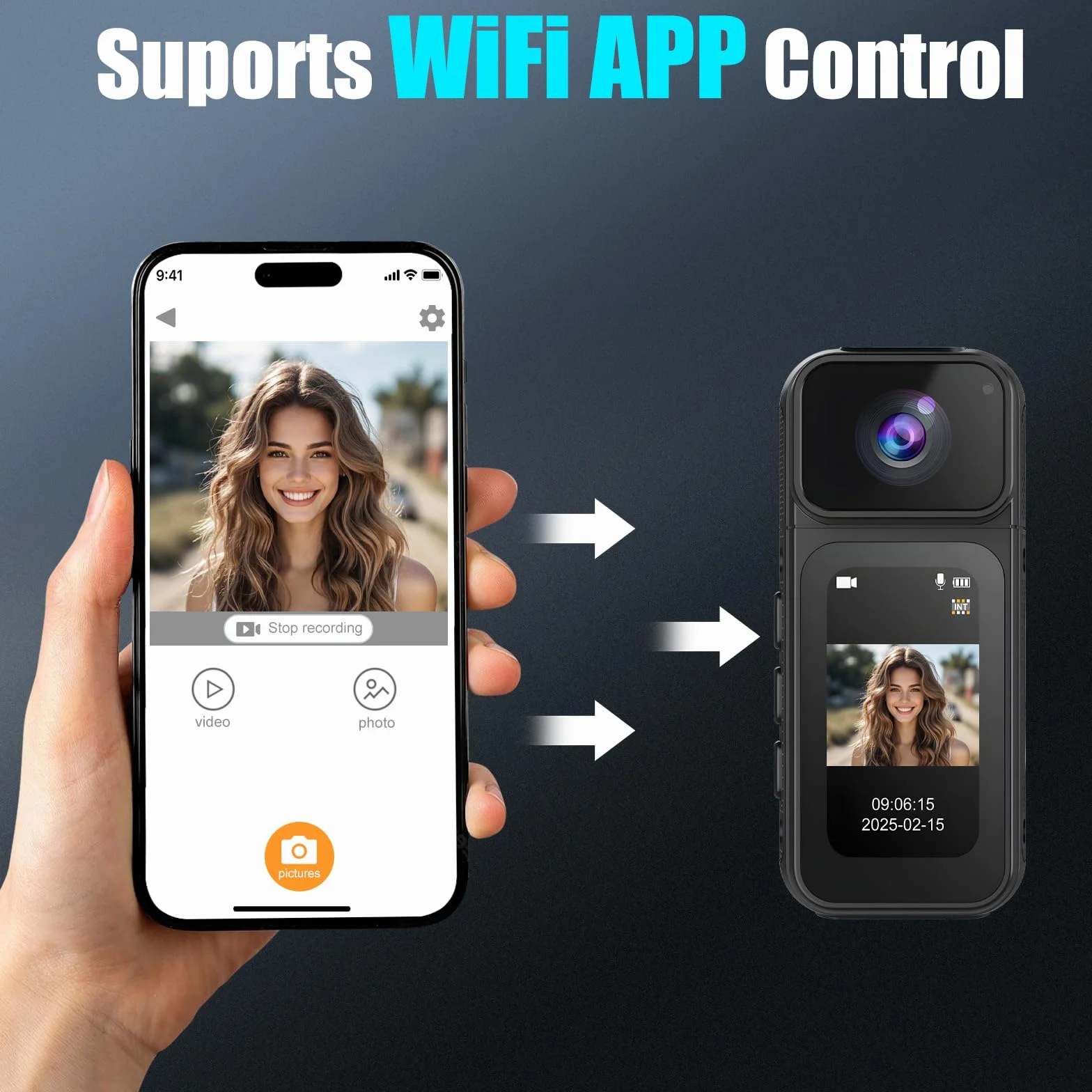 Action Camera 180 ° obrót obiektyw kamera WiFi, 2.7K z 170° szeroki kąt, kamera akcji do kasku i ciała