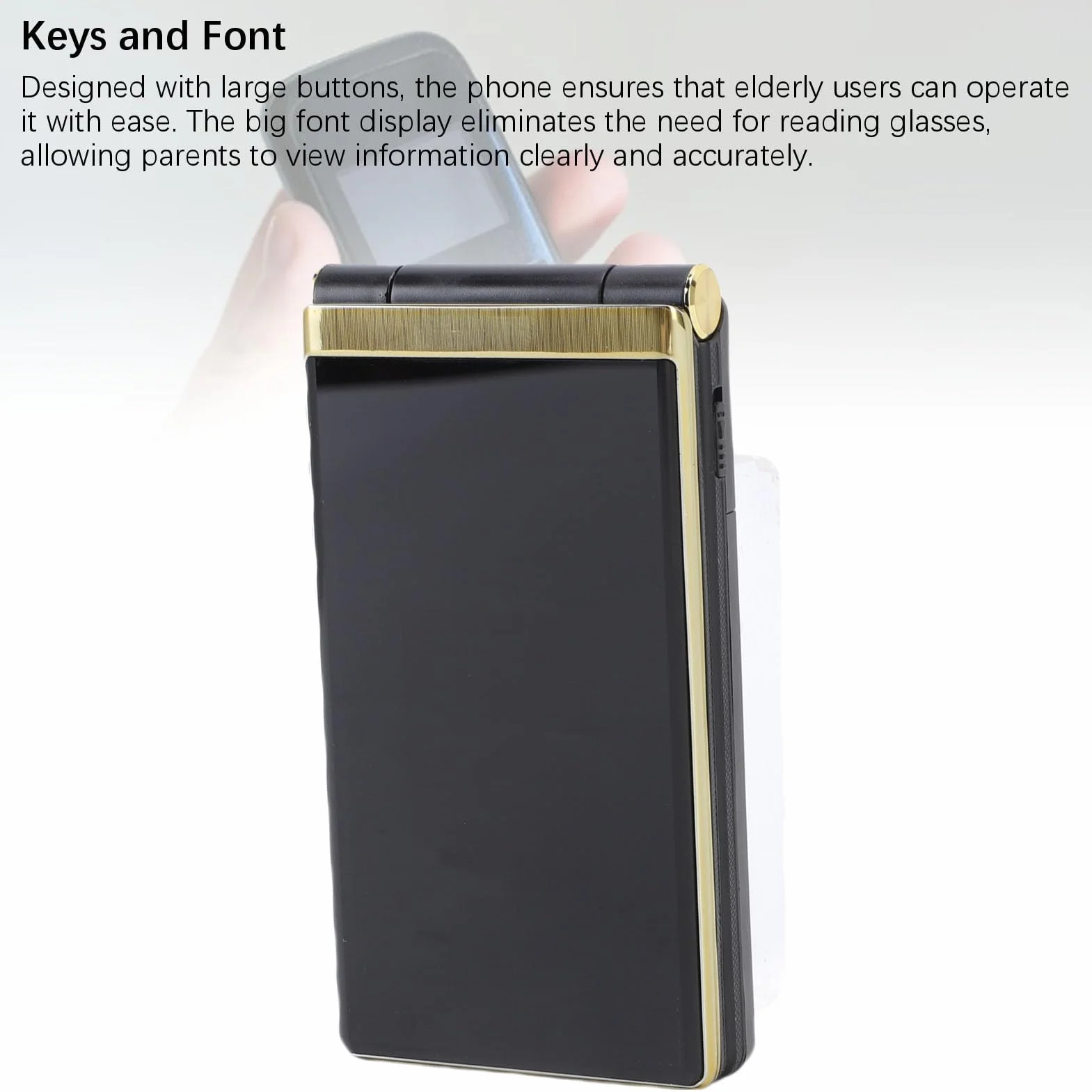 4G Telefon Komórkowy dla Osób Starszych 3,0 Cala, 1,8 -calowy Podwójny Ekran Doppelsim SESIORS DUŻY Przycisk 5900 MAH 1,3MP Kamera Flip Seniorzy Telefon Obsługuje Bluetooth Music (GOLD)