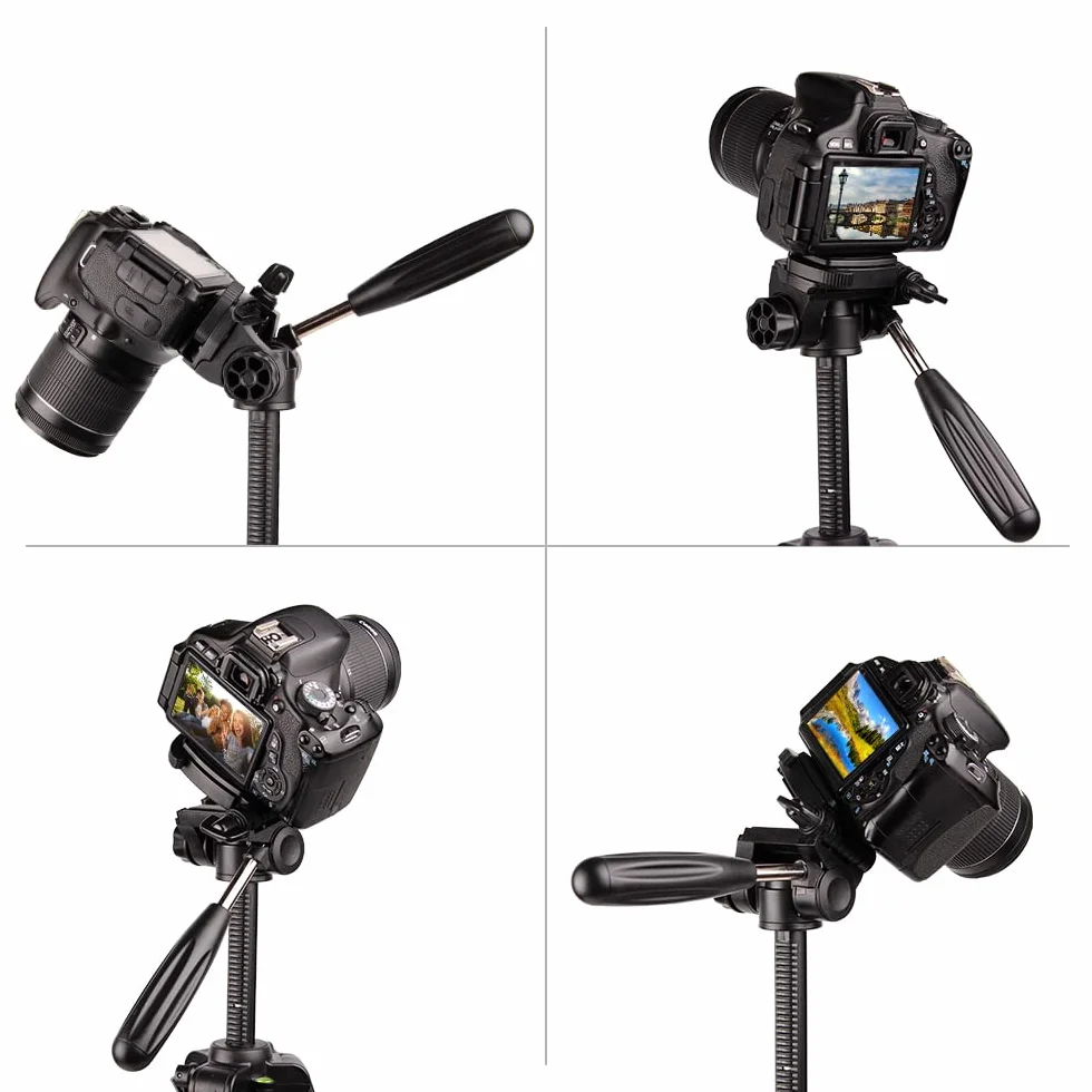 MOJOGEAR 140 cm statyw wideo z premium uchwytem na smartfona - aluminiowy statyw DSLR do aparatu i telefonu komórkowego, trójnóg podróżny, z 3-drożną głowicą kulową, płytką szybkiej wymiany, torbą