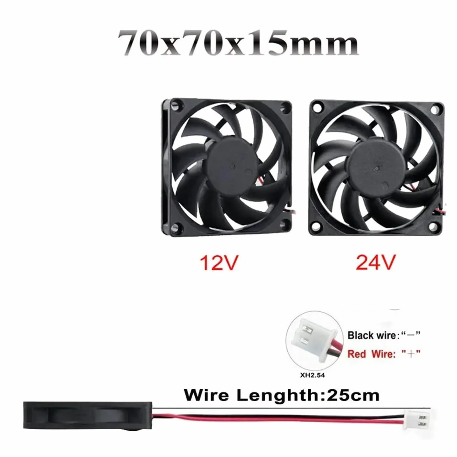 2 szt. 5V 12V 24V 2Pin bezszczotkowy wentylator chłodnicy DC chłodzący 7015(5V Sleeve 2Pin)