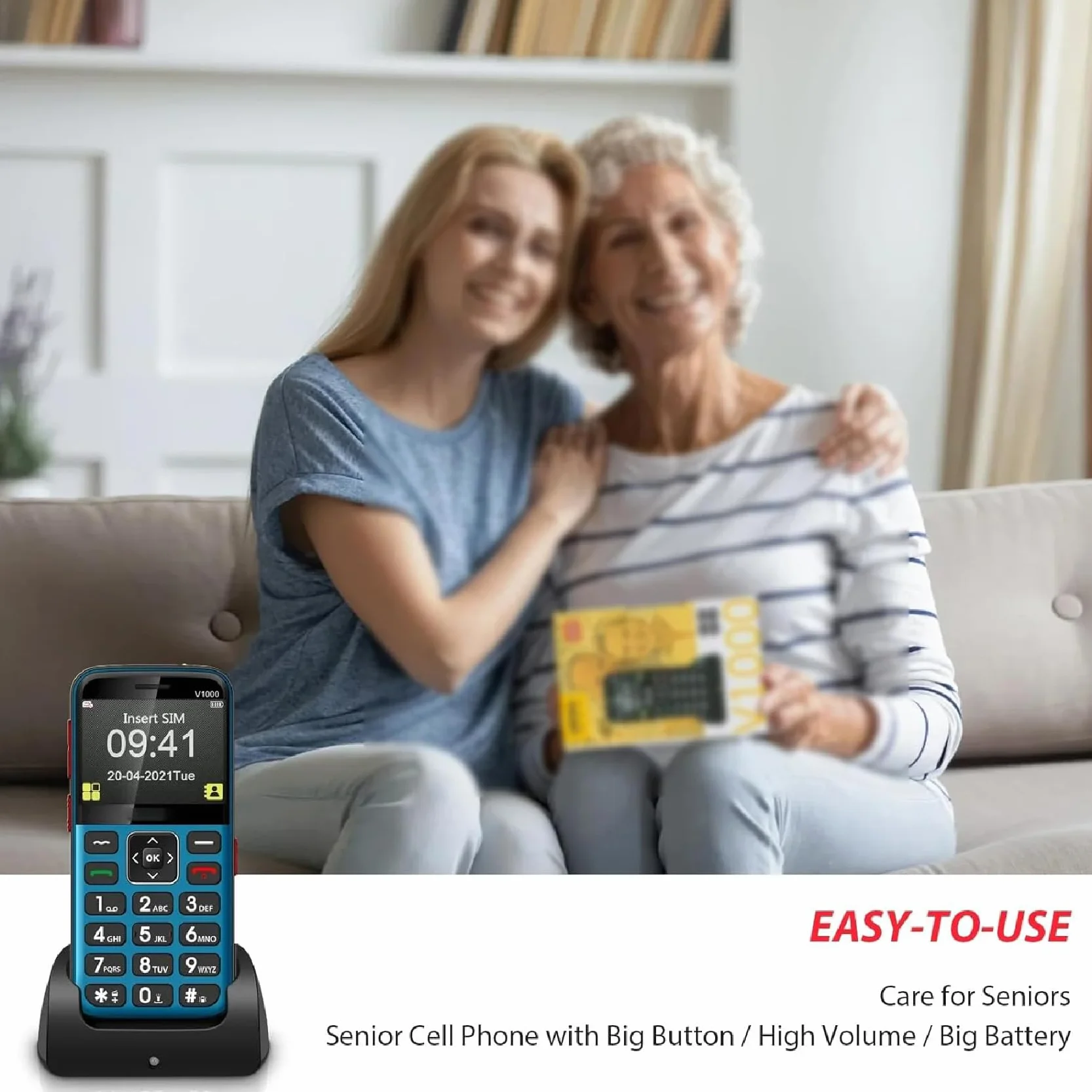 Telefon komórkowy dla seniorów z dużymi przyciskami, odblokowany ekran 2,31-calowy telefon komórkowy dla seniorów z SOS i latarką, bateria 1700 mAh, łatwa obsługa