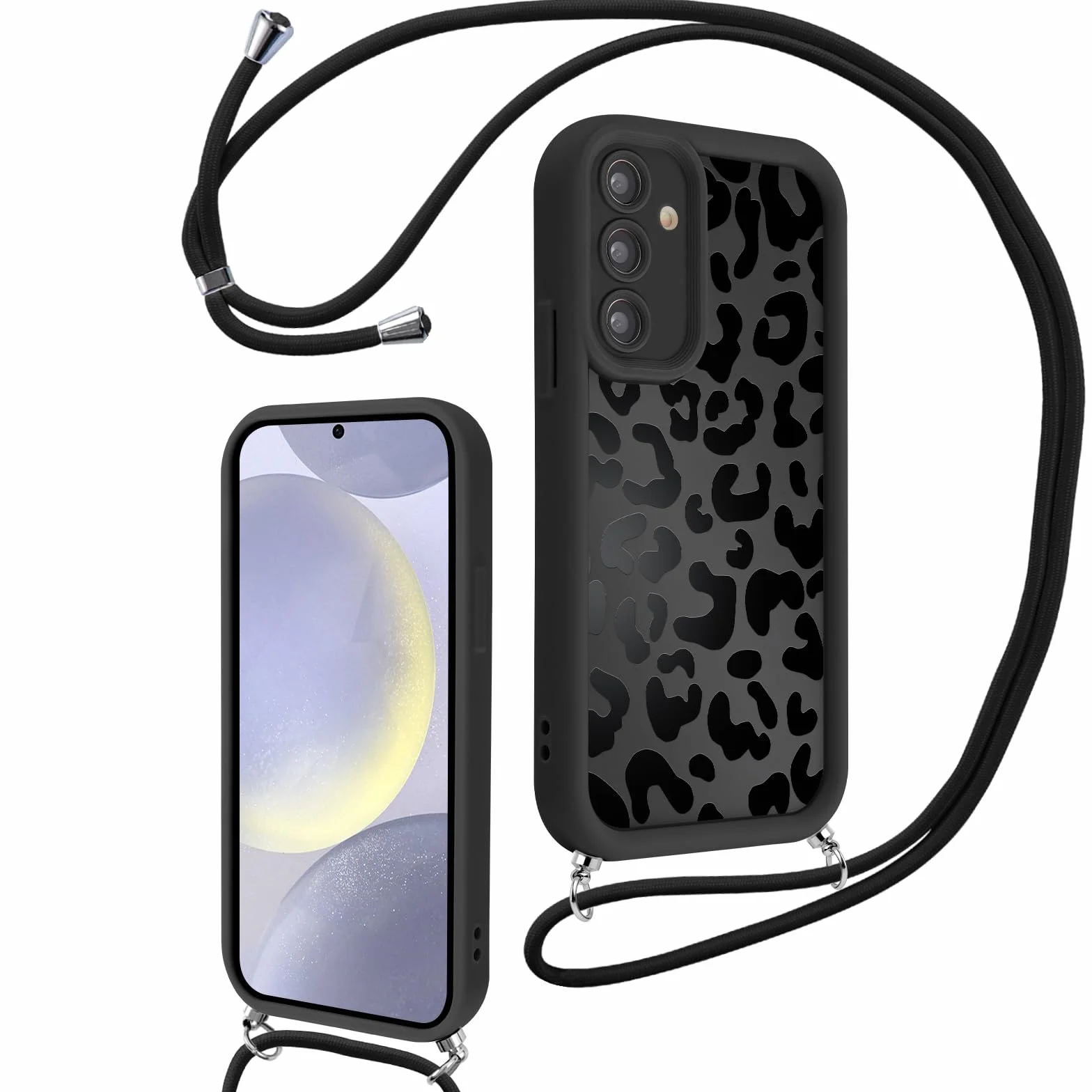 Etui Samsung Galaxy S24 5G Leopard, silikonowy zderzak z regulowanym naszyjnikiem 6,2 cala