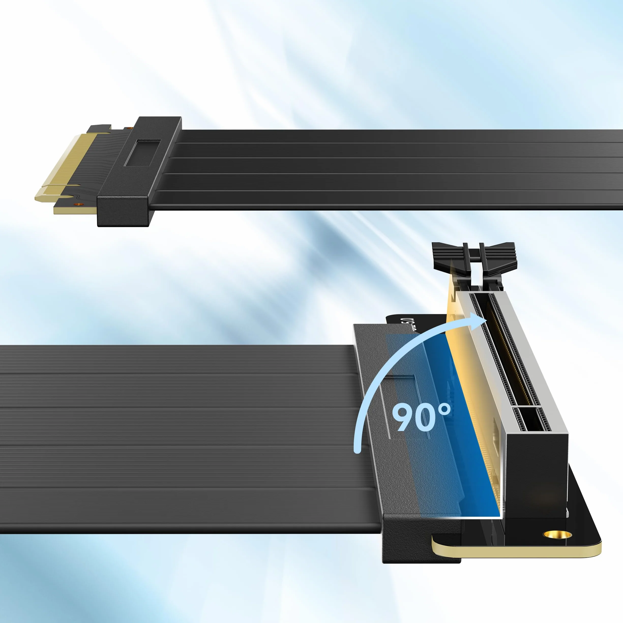 Kabel podwyższający PCIE 5.0, adapter 90 stopni, kompatybilny z GPU RTX5090 RX9070, szybkość transferu 32,0 GT/s, przedłużacz PCIE 5.0 X16, prosty przedłużacz GPU GEN5 do