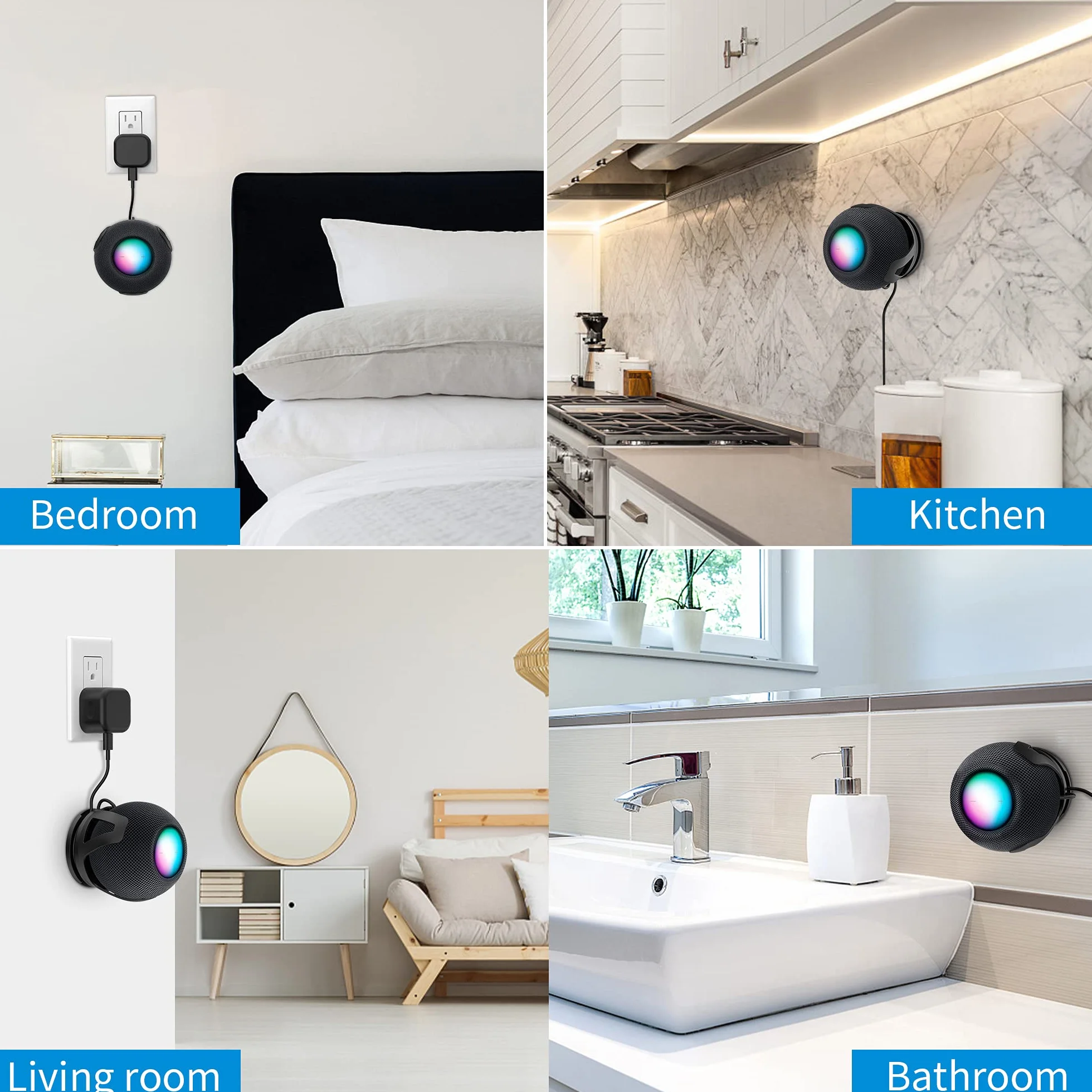 SPORTLINK Kompatybilny z Homepod Mini uchwyt ścienny – Homepod mini uchwyt, wbudowany system zarządzania kablami, oszczędność miejsca, czarny