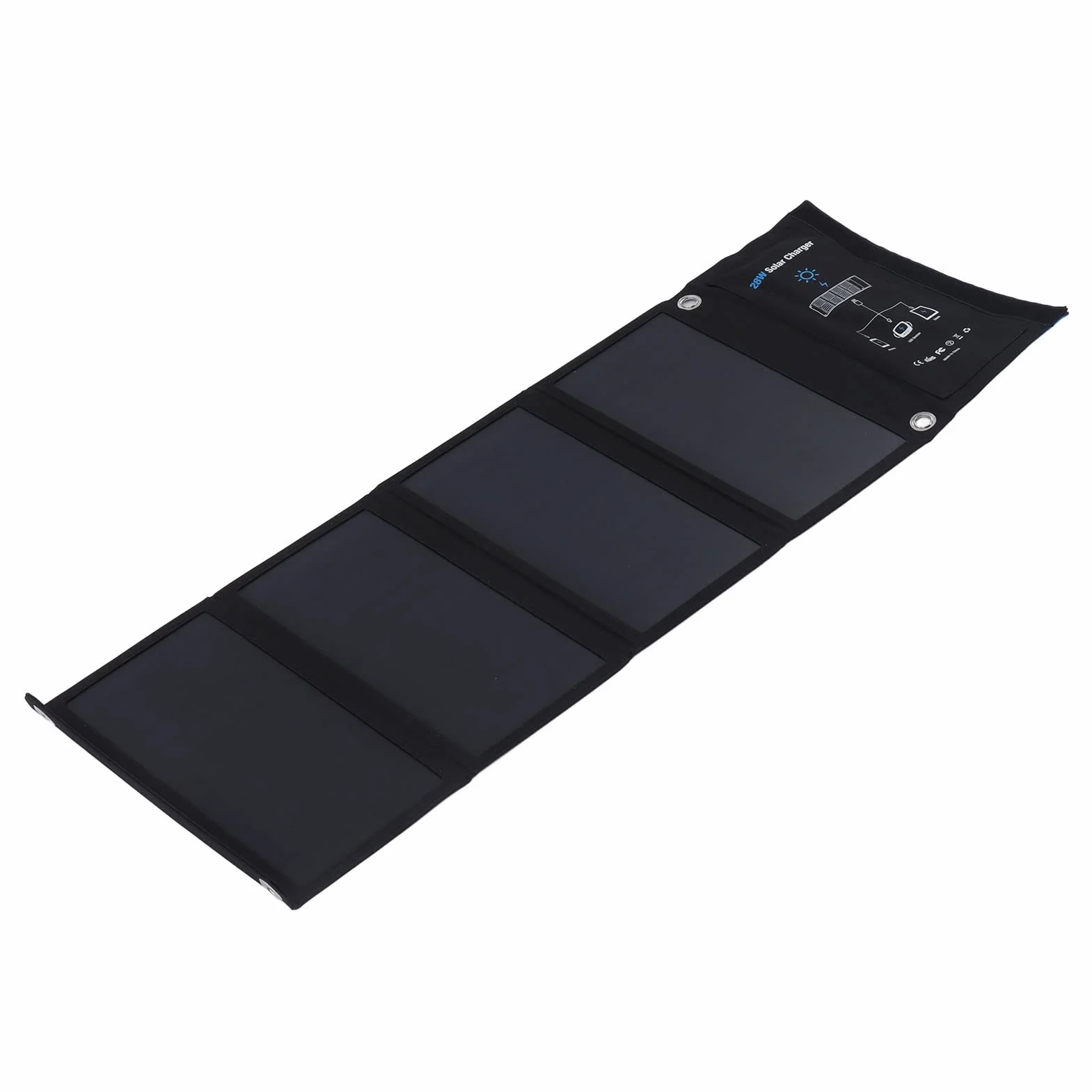 Cocoarm Ładowarka Słoneczna Przenośna ładowarka do Paneli Słonecznych 28 W PET Laminowana z 3 Portami USB Konwersja 23 Procent Automatyczne Ponowne Uruchamianie Wodoodporna Tkanina na Kemping Piesze