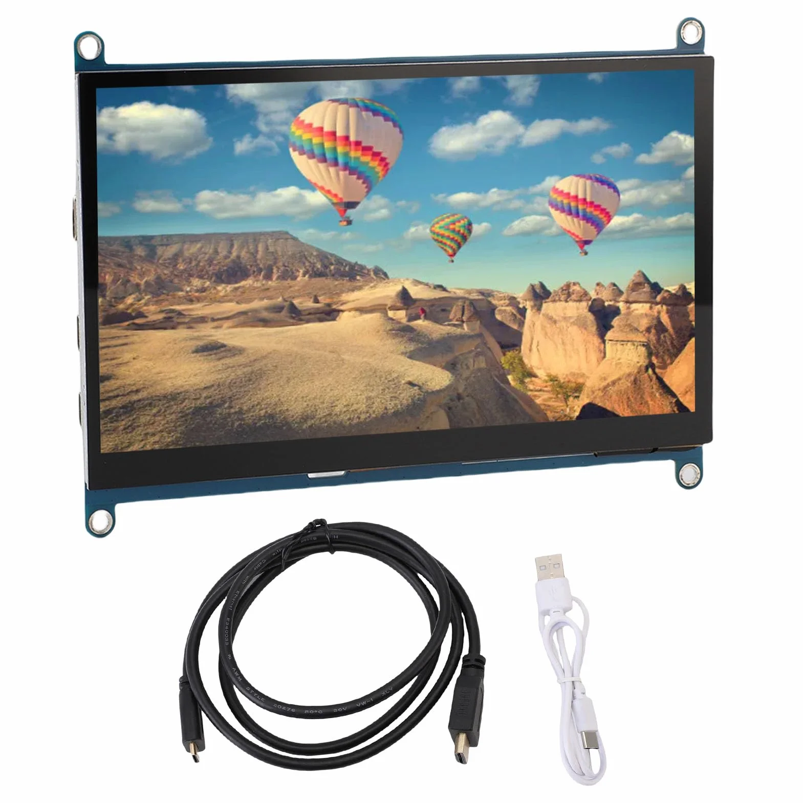 VBESTLIFE 7 -calowy Pojemnościowy Ekran Dotykowy, Przenośny Monitor Przenośny 1024x600 HDMI z 5 -punktowym Dotykiem i Podwójnymi Głośnikami, dla PI 5 4 3B