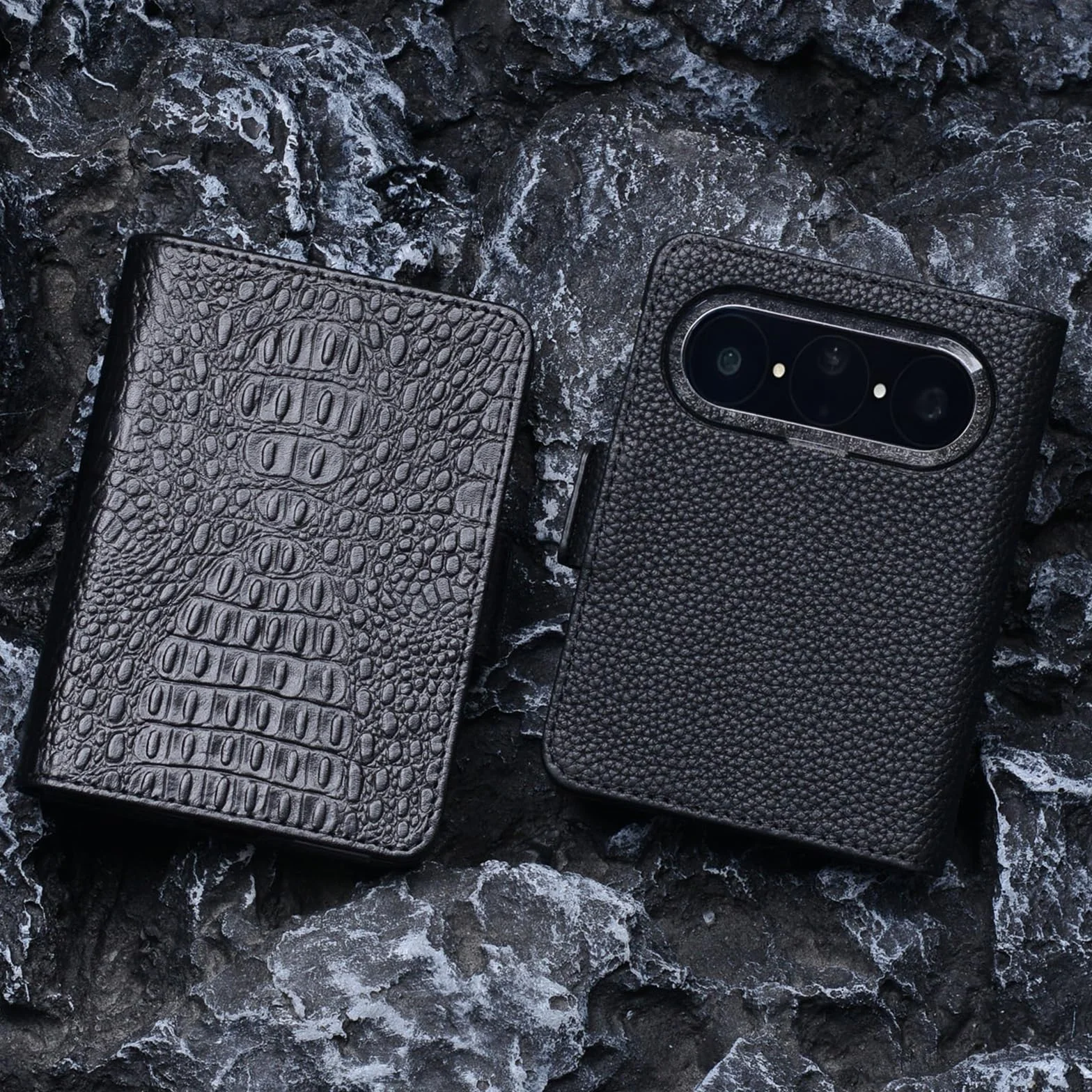 Etui z klapką do Huawei Pura X Max, zapięcie magnetyczne wzór liczi z prawdziwej skóry z etui ochronnym na aparat, brązowy, Pura X Max