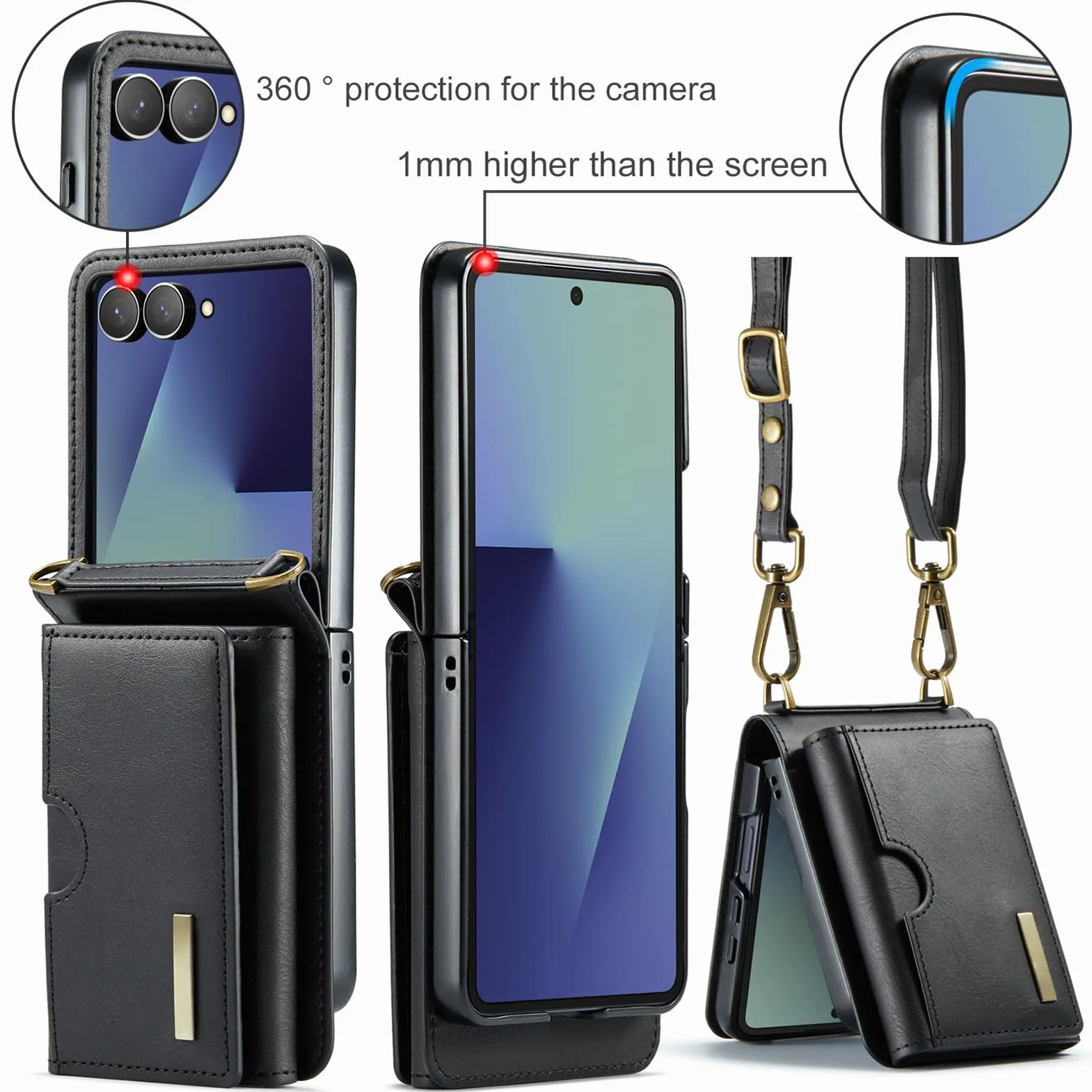 Skórzane etui z klapką do Samsung Galaxy Z 8, etui na karty krzyżowe Vintage długi pasek na ramię i klapka pokrowiec, pomarańczowy, klapka 8
