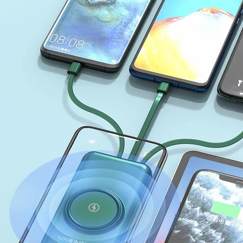 JJJ Awaryjna o dużej pojemności jest wyposażony w czteroprzewodowy powerbank 20.000 mAh telefon komórkowy o dużej pojemności Praktyczne zasilanie przenośne (kolor: biały, rozmiar: 30 000 mAh)