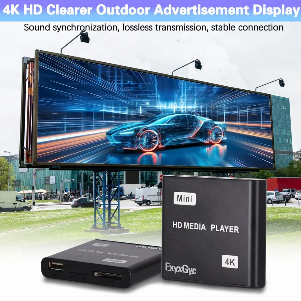 Odtwarzacz multimedialny HDMI, cyfrowy odtwarzacz multimedialny 4K Ultra HD, obsługuje dysk USB, kartę SD, wyjście 4K przy 30 Hz, dekodowanie H.265/H.264/AVC MP4/MKV/MP3/TS/Rmvb/Mov/JPG do odtwarzania