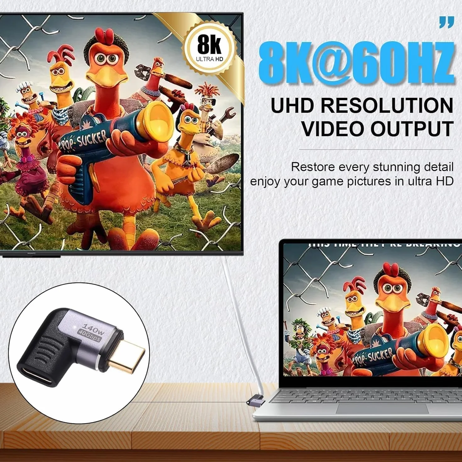 USB C Magnetyczny Adapter 2 Sztuki 140 W Złącze Magnetyczne USB-C 40 Gb/s Transfer Danych