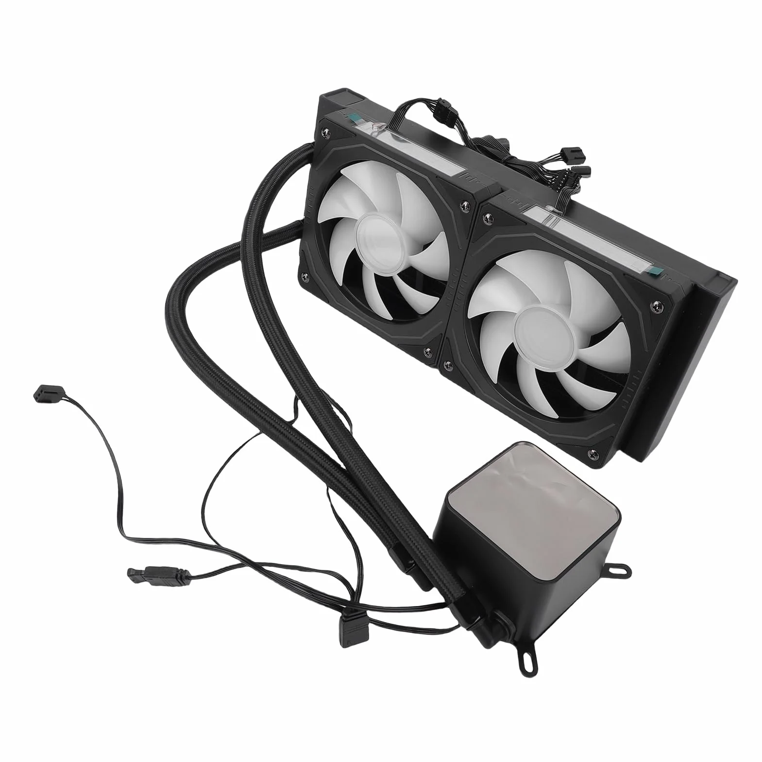 Aramox 240 Płynna Chłodnica Procesora, ARGB AIO Płynna Chłodnica Procesora z 2,2-calowym Ekranem LCD, Miedzianymi Wentylatorami PWM 240 Mm, Pasuje do AM4 AM5 LGA1700 PC Gaming Cooling (BLACK)