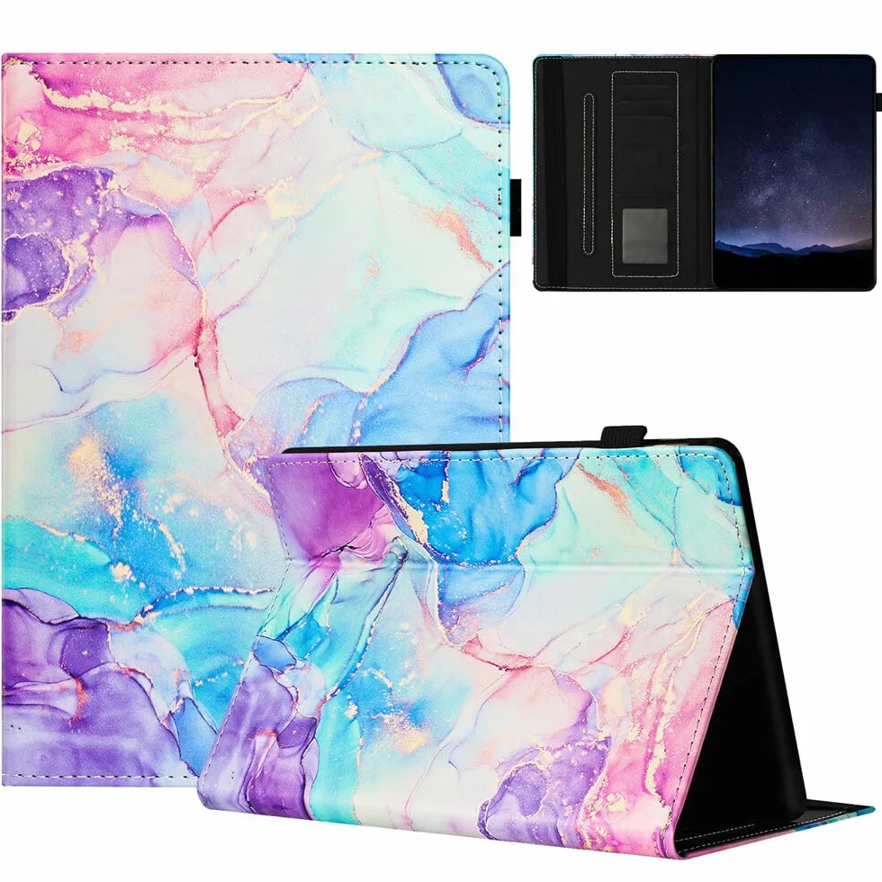 Generic etui kompatybilne z czytnikiem e-booków Kindle Paperwhite 2 (2013) (wzór: marmurowy fioletowy niebieski) skórzany portfel etui z klapką