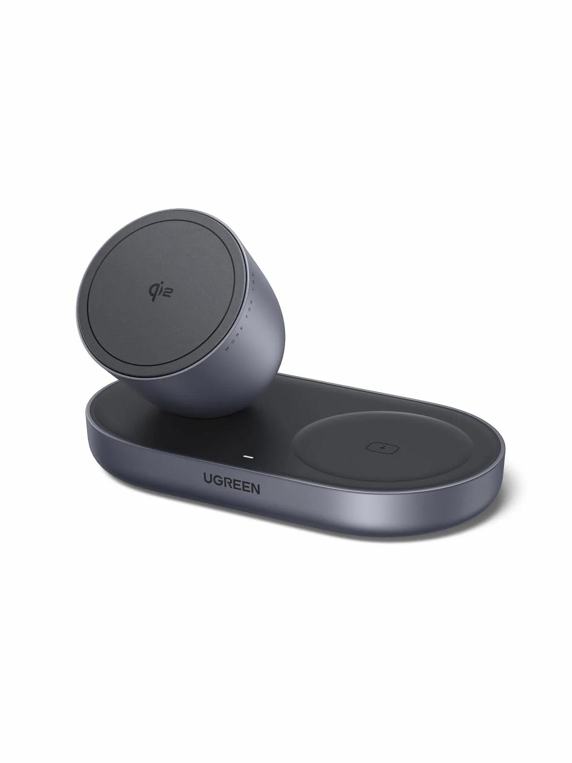 UGREEN Zapix 2 w 1 Magnetyczna ładowarka Bezprzewodowa 15W, stacja ładowania iPhone'a z certyfikatem Qi2, kompatybilna z MagSafe dla serii iPhone 17/16/15/14/13/12 i AirPods, z kablem 1m – Czarny