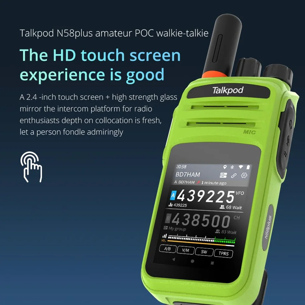 Talkpod N58PLUS wirtualny radiotelefon ręczny Amateur Smart LTE o dużym zasięgu, sieć 4G, Android 9.0 POC, radio z Zello Real PTT, Linkpoon, ekran dotykowy 2,4"