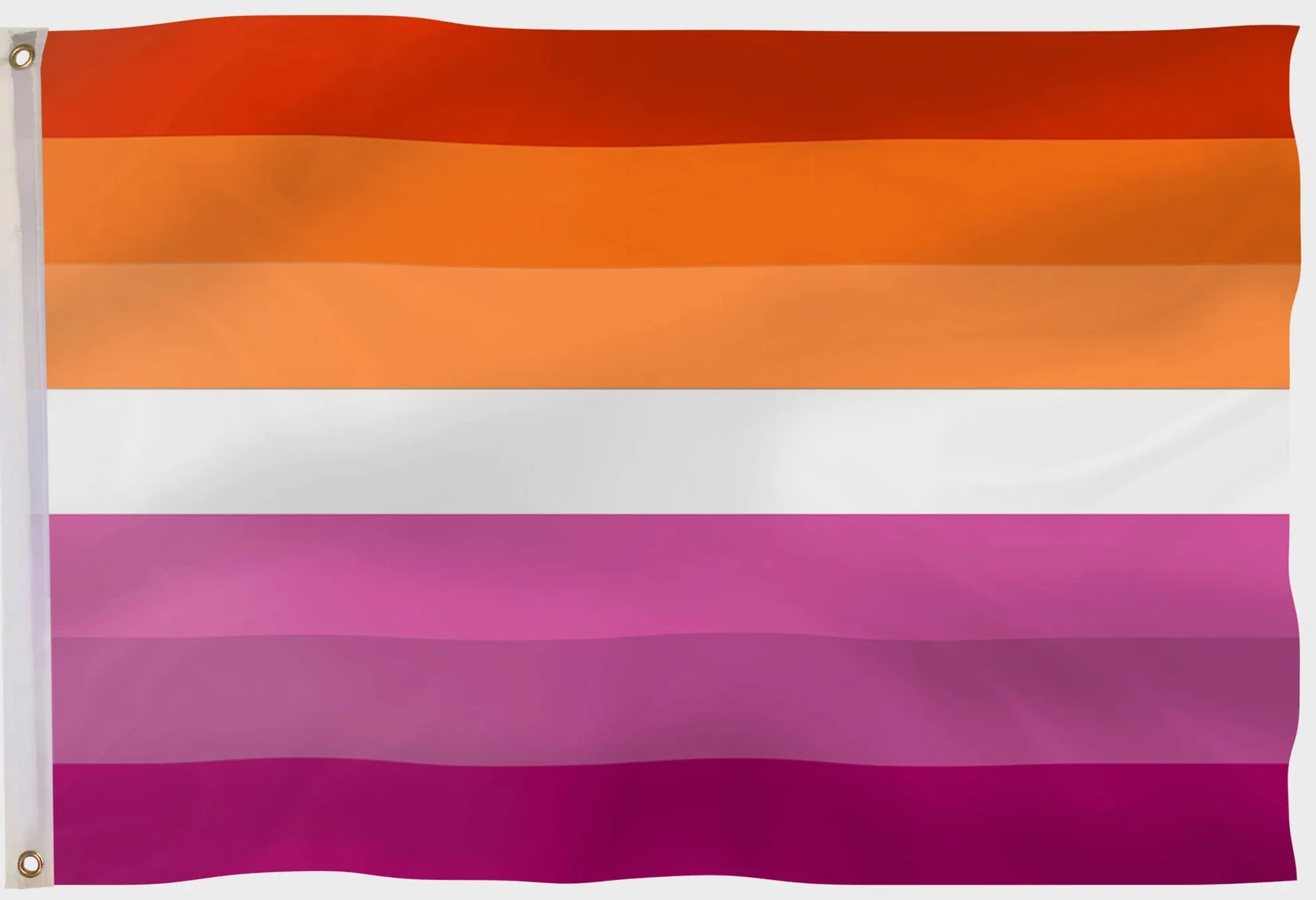 Flagi firmy PHENO FLAGS - flaga lesbijek 2 metalowymi oczkami, odporna na warunki atmosferyczne – kolorowa flaga dumy 90 x 150 cm