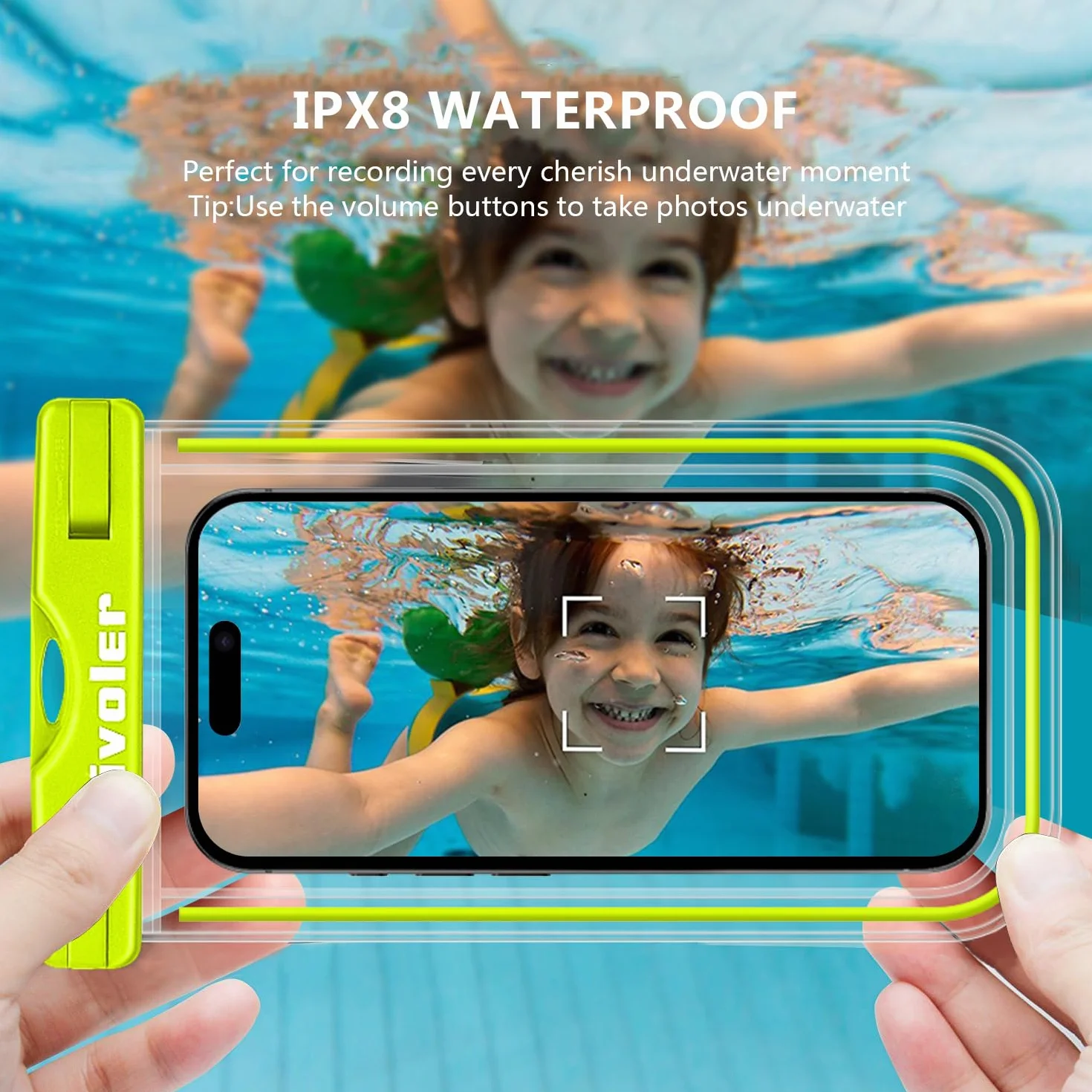 ivoler Wodoodporna torba +etui na telefon, wodoodporna torba na plażę, do pływania, pływania łodzią, kajakiem, wędrówek, ochrony telefonu, gotówki, paszportu, dokumentu przed wodą-Cytrynowa zieleń