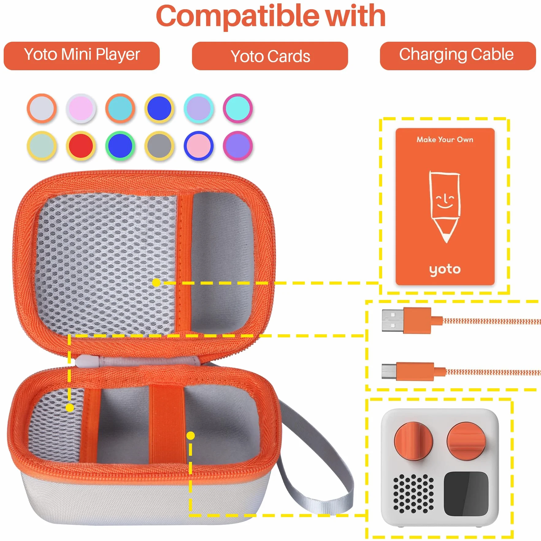 Lebakort Twarda obudowa kompatybilna z Yoto mini Kids Audio Music Player dla dzieci odtwarzacz audiobooków kart radiowych (fioletowy + mentolowo zielona obudowa)