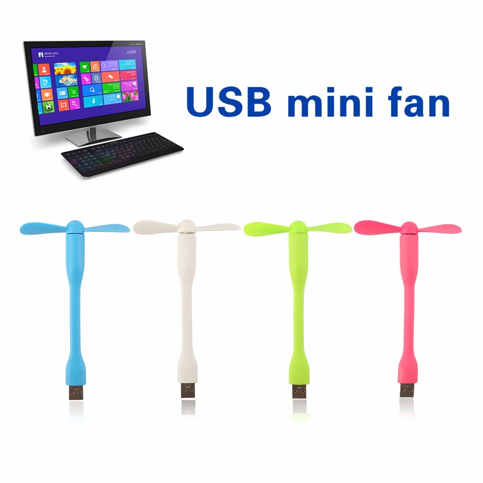 Feng Shui， Przenośny wentylator Wentylator chłodzący USB Gadżety elektroniczne Mini przenośna elastyczna chłodnica do laptopa Smart Phone (różowy 3 w 1)