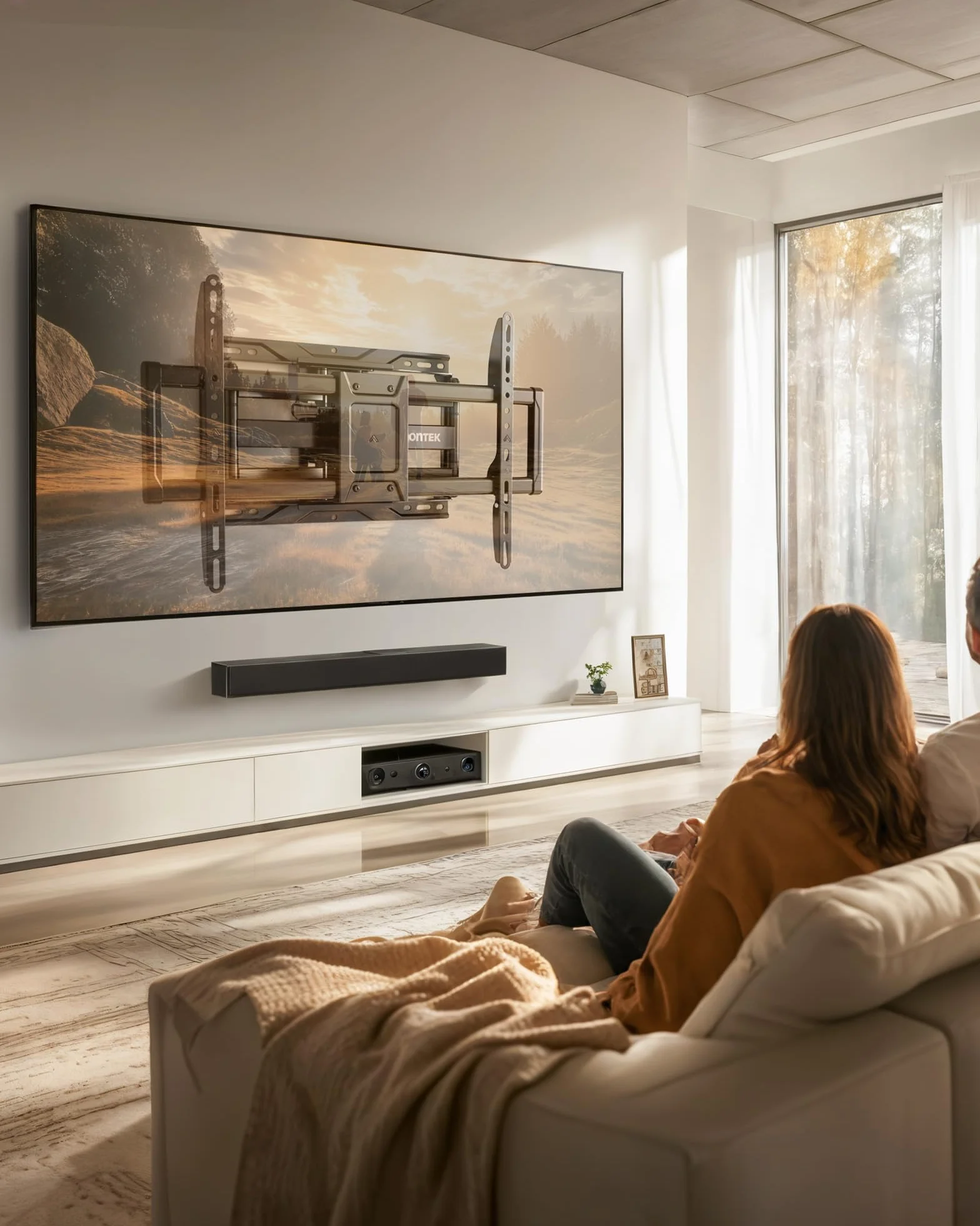 monTEK W pełni ruchomy uchwyt ścienny do większości telewizorów 37-90", wychylny i pochylony, w pełni ruchomy uchwyt ścienny do telewizora, maks. VESA 600 x 400 mm, do 75 kg, 12", 16"