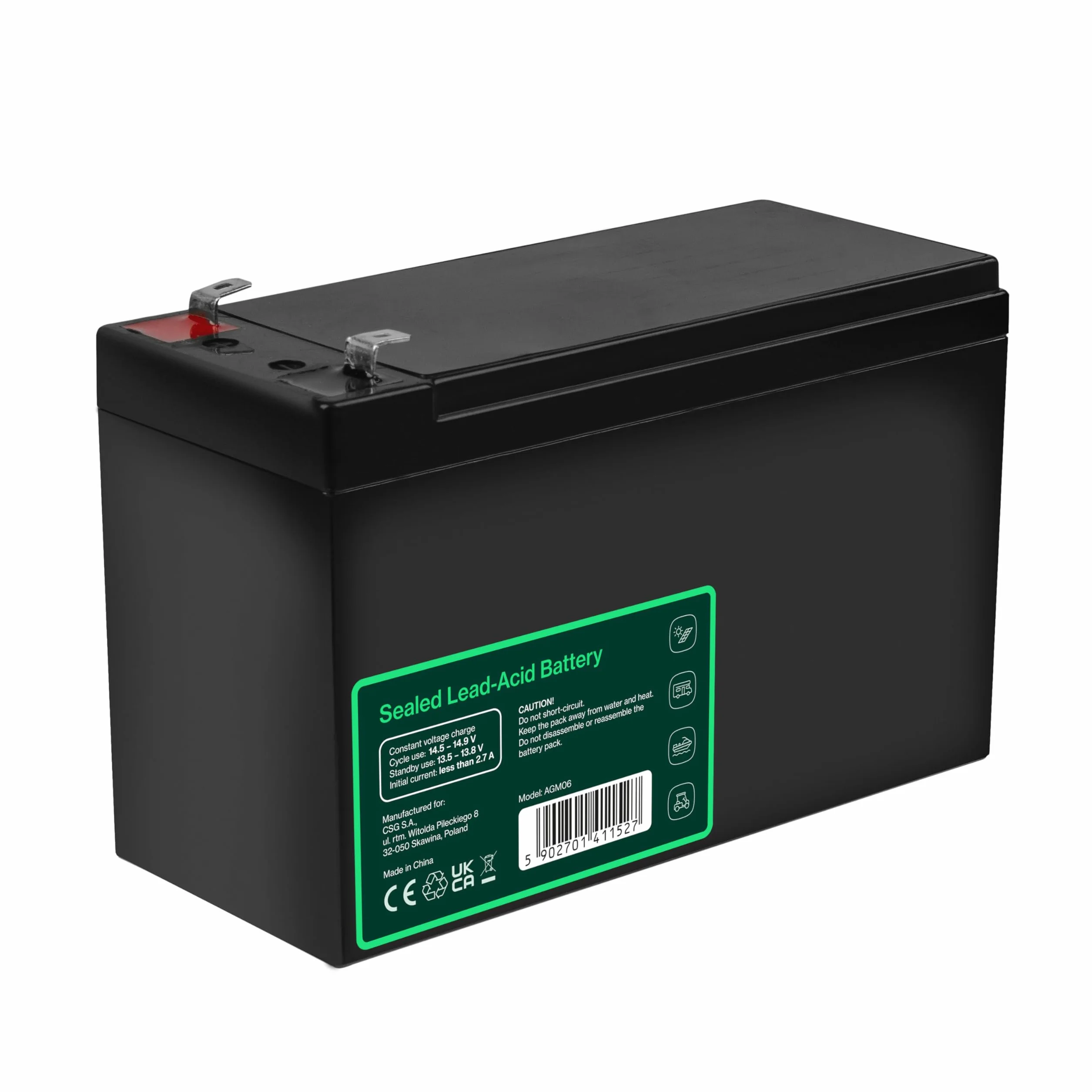 Green Cell AGM 12 V 9 Ah akumulator ołowiowy VRLA akumulator ołowiowy akumulator zastępczy akumulator żelowy akumulator odporny na cykle Unbemann UPS | UPS | akumulator zapasowy, AGM06
