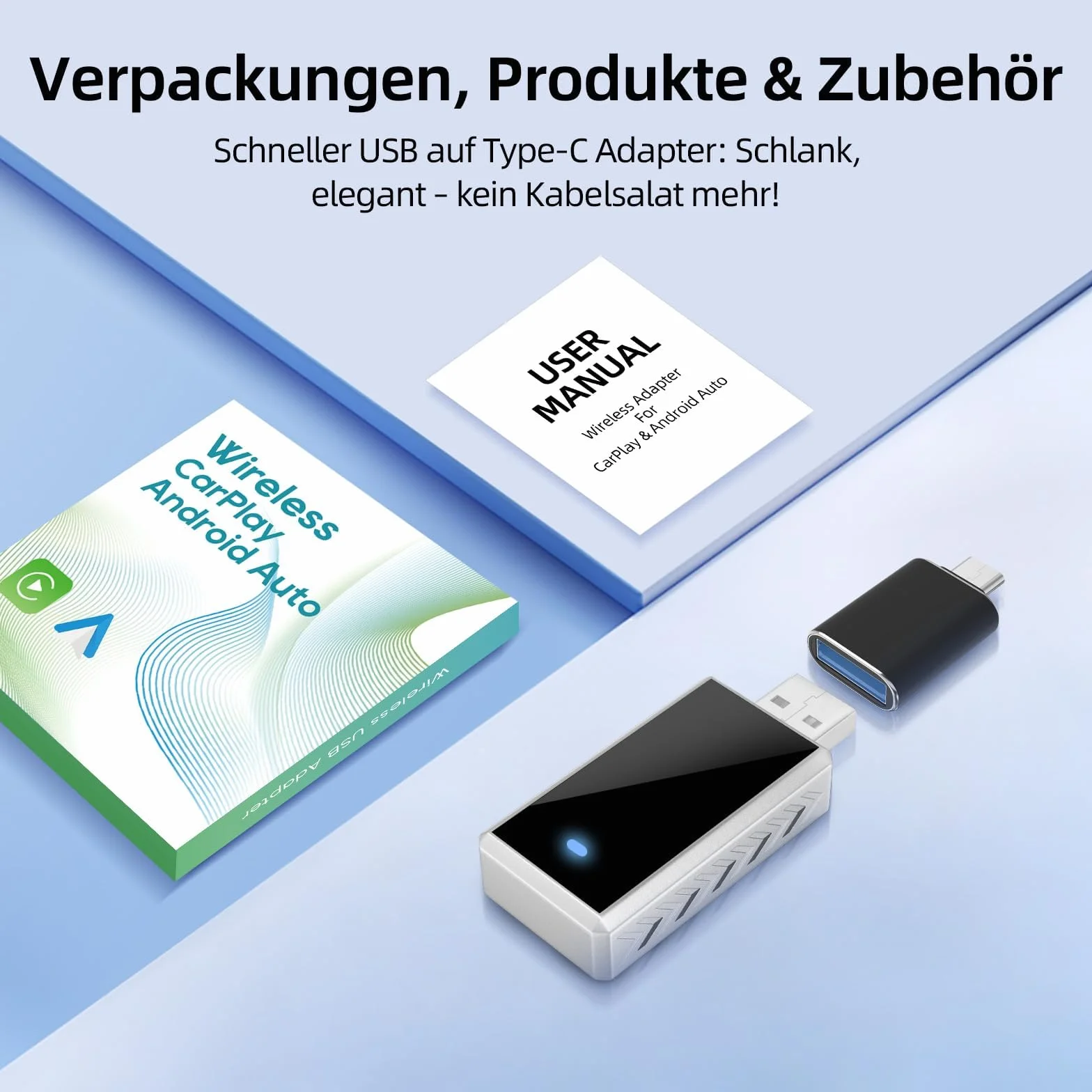 Bezprzewodowy adapter CarPlay Android Auto 2 w 1, Plug and Play, 2025, do samochodów z przewodowym CarPaly i Android Auto, obsługuje iOS 10+ i Android 11+