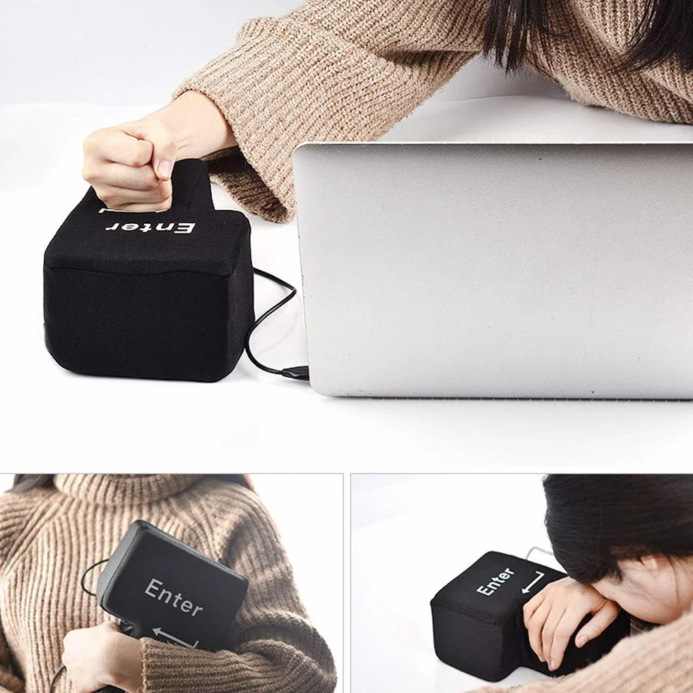 Wudaizhi Wejdź na poduszkę USB Unbreakable Big Enter Button Rzuca poduszkę z komputerem USB Wejście Klucz do Poduszka Biurko