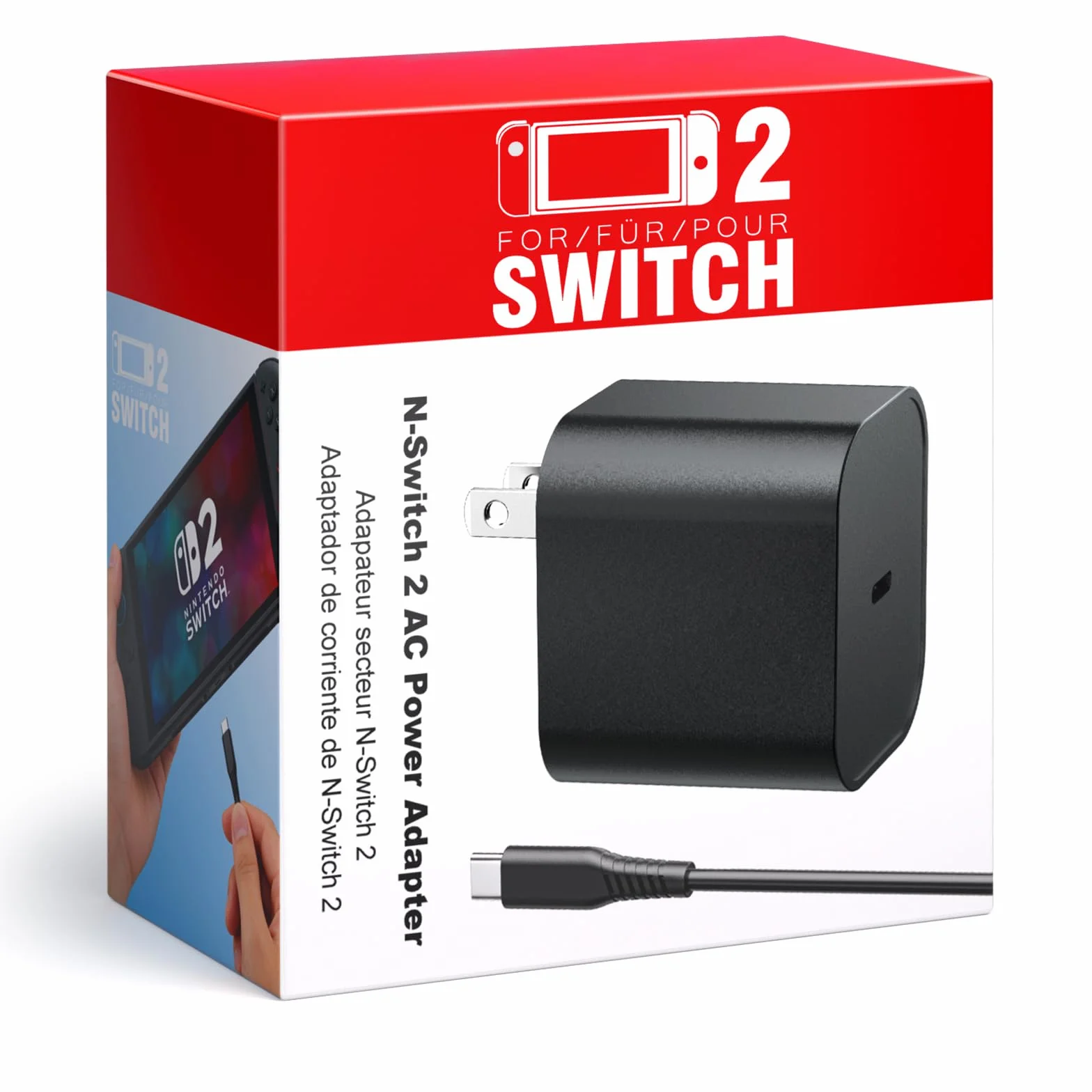 Switch 2 ładowarka 60 W PD 3.0 szybkie ładowanie do Nintendo Switch 2, Steam Deck, Asus Rog Ally z kablem USB C na C, zasilacz sieciowy do Lenovo, Dell, laptopów Samsung, smartfonów, tabletów