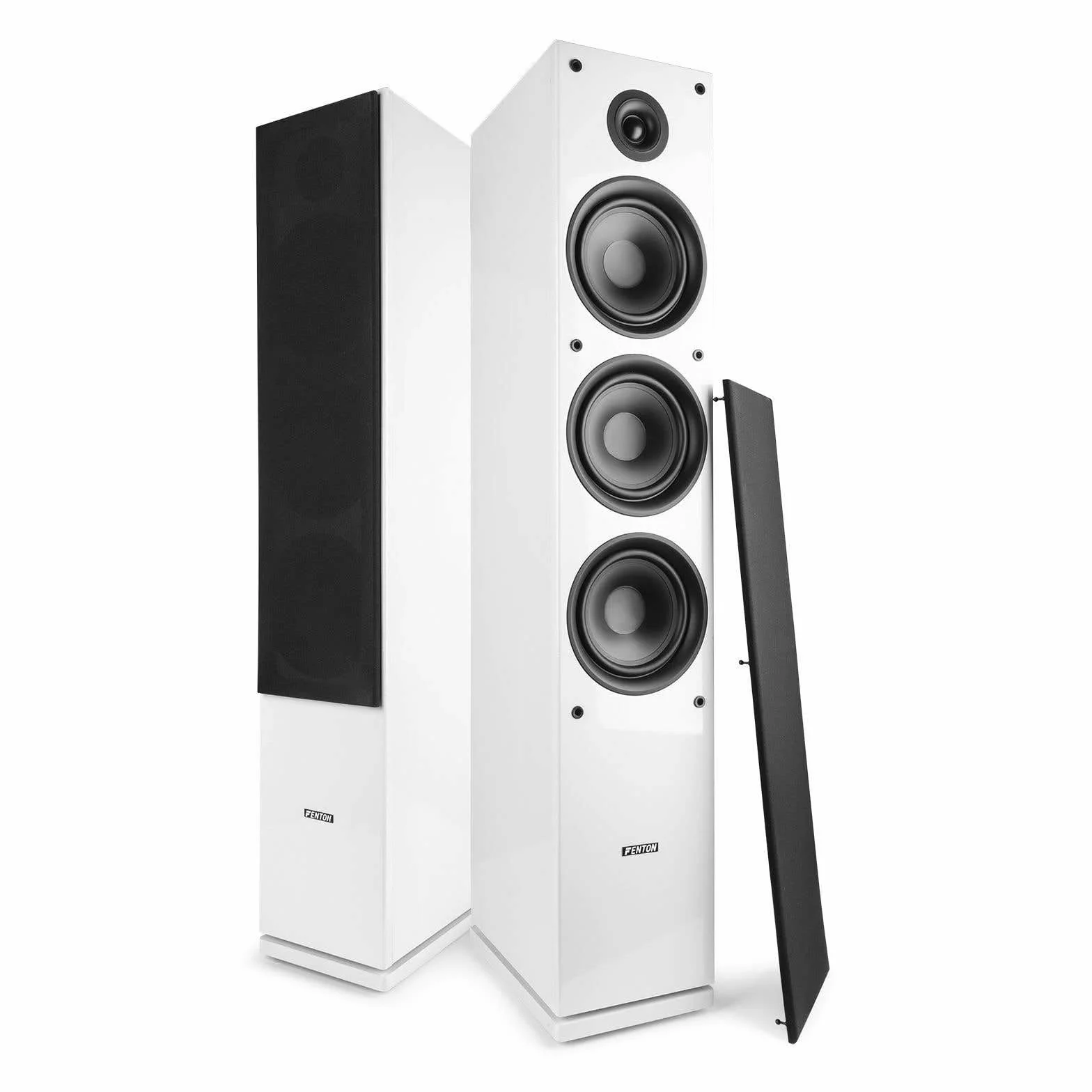 Fenton SHF80W Hifi Speakers 500W - Stylowy 3-drożny zestaw głośników High-End - 3 Woofery + Głośniki wysokotonowe - muzyka, filmy i gry - biały